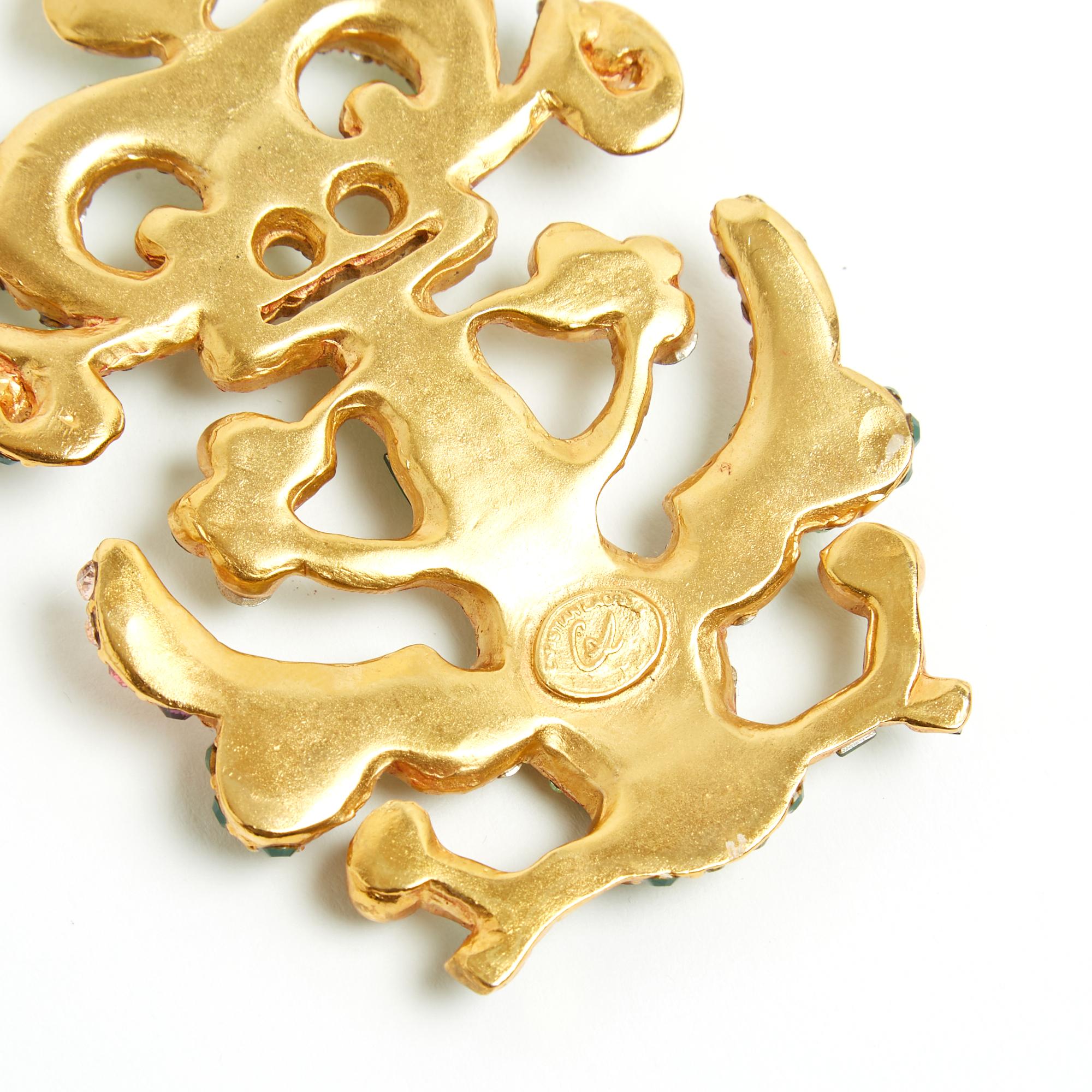 Christian Lacroix Maxi Pendentif Collier 1990 Or Vert XL Collier pendentif en vente 1