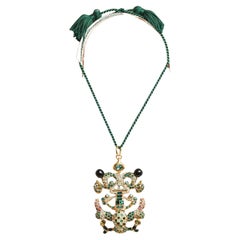 Christian Lacroix Maxi Pendentif Collier 1990 Or Vert XL Collier pendentif