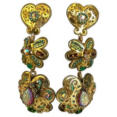 Christian Lacroix Metallic Jeweled Oversized Earrings