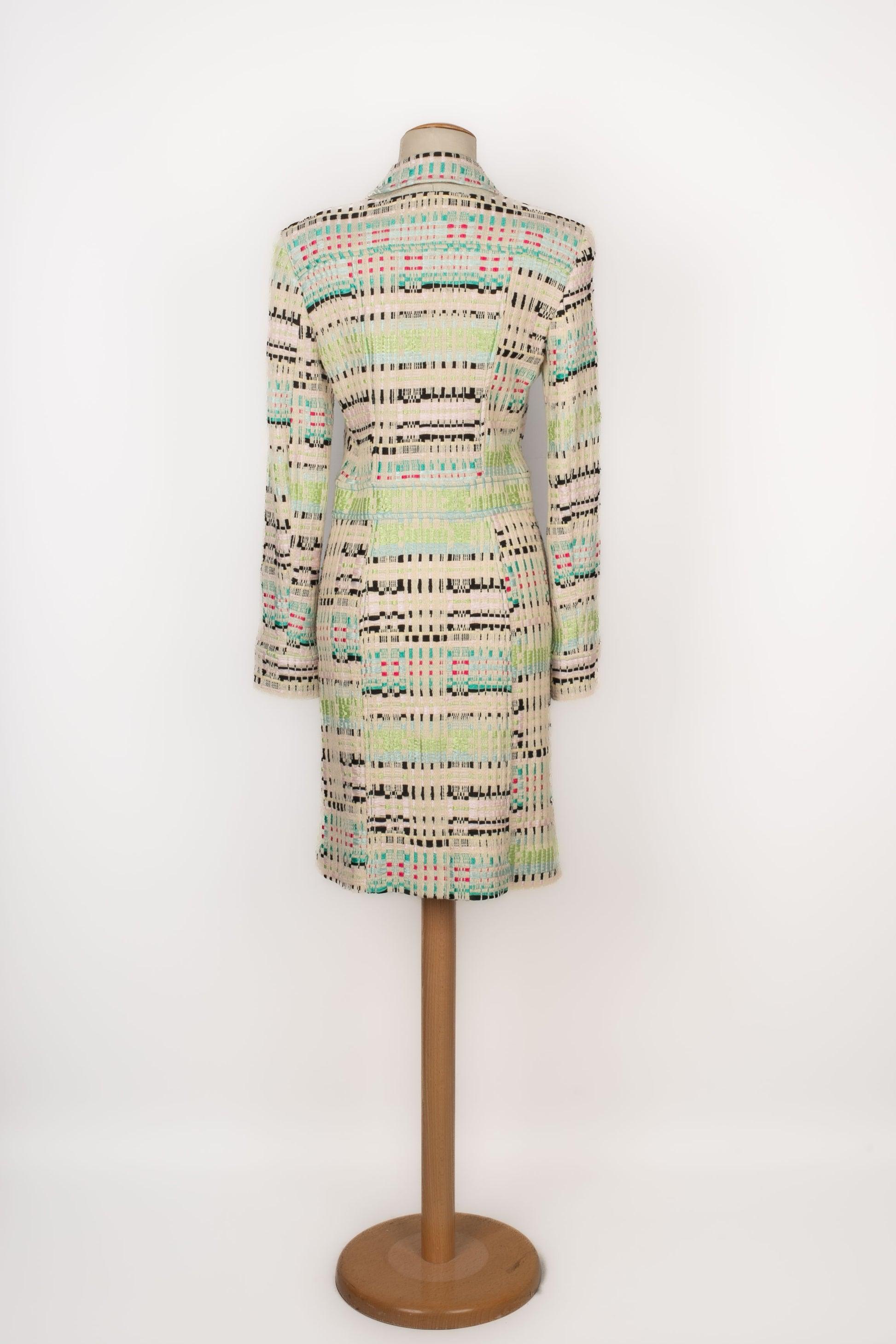 Beige Christian Lacroix Cappotto multicolore di media lunghezza in vendita