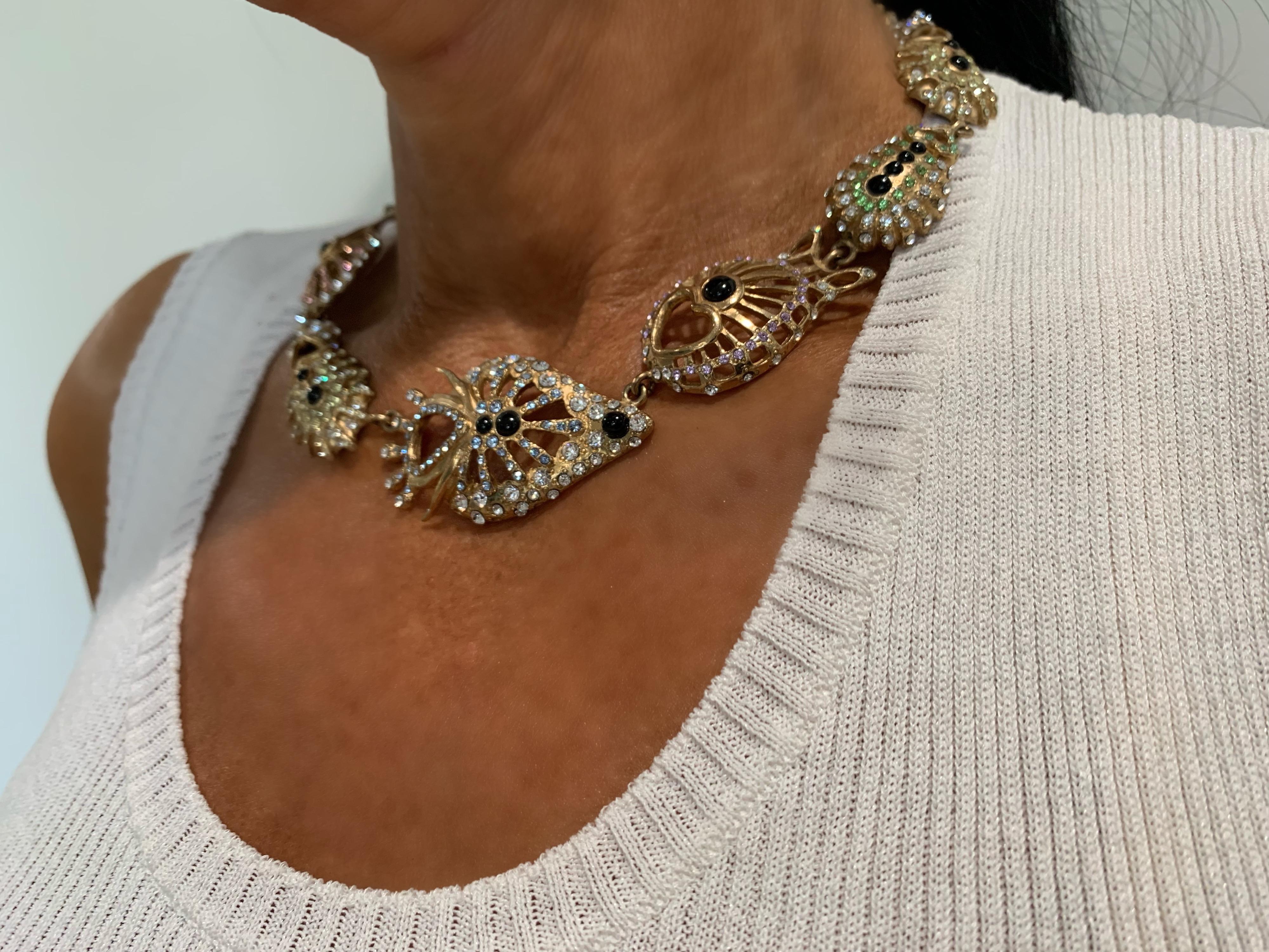 Christian Lacroix Modernist Diamante Statement Necklace 6