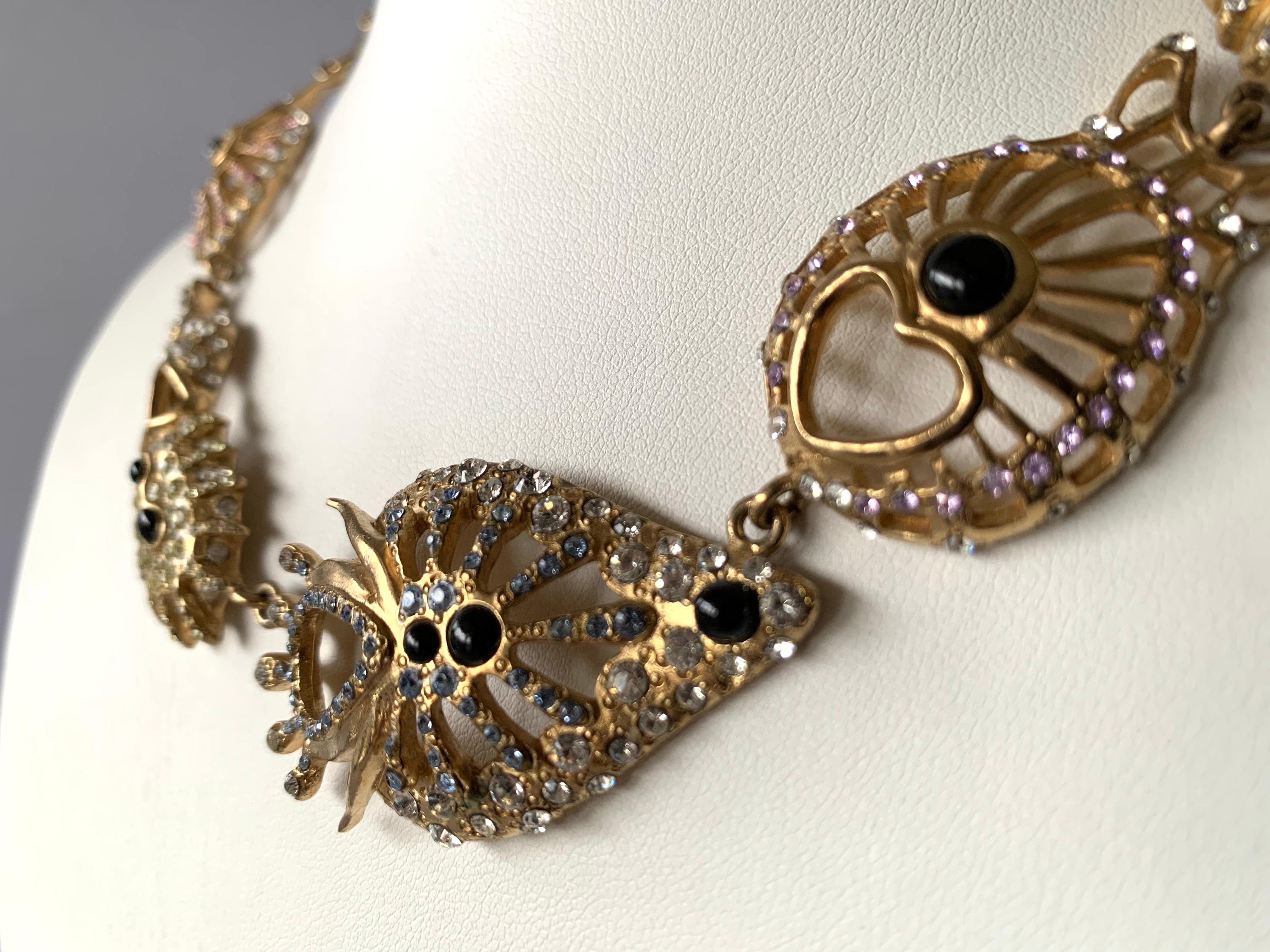 Christian Lacroix Modernist Diamante Statement Necklace In Excellent Condition In Palm Springs, CA