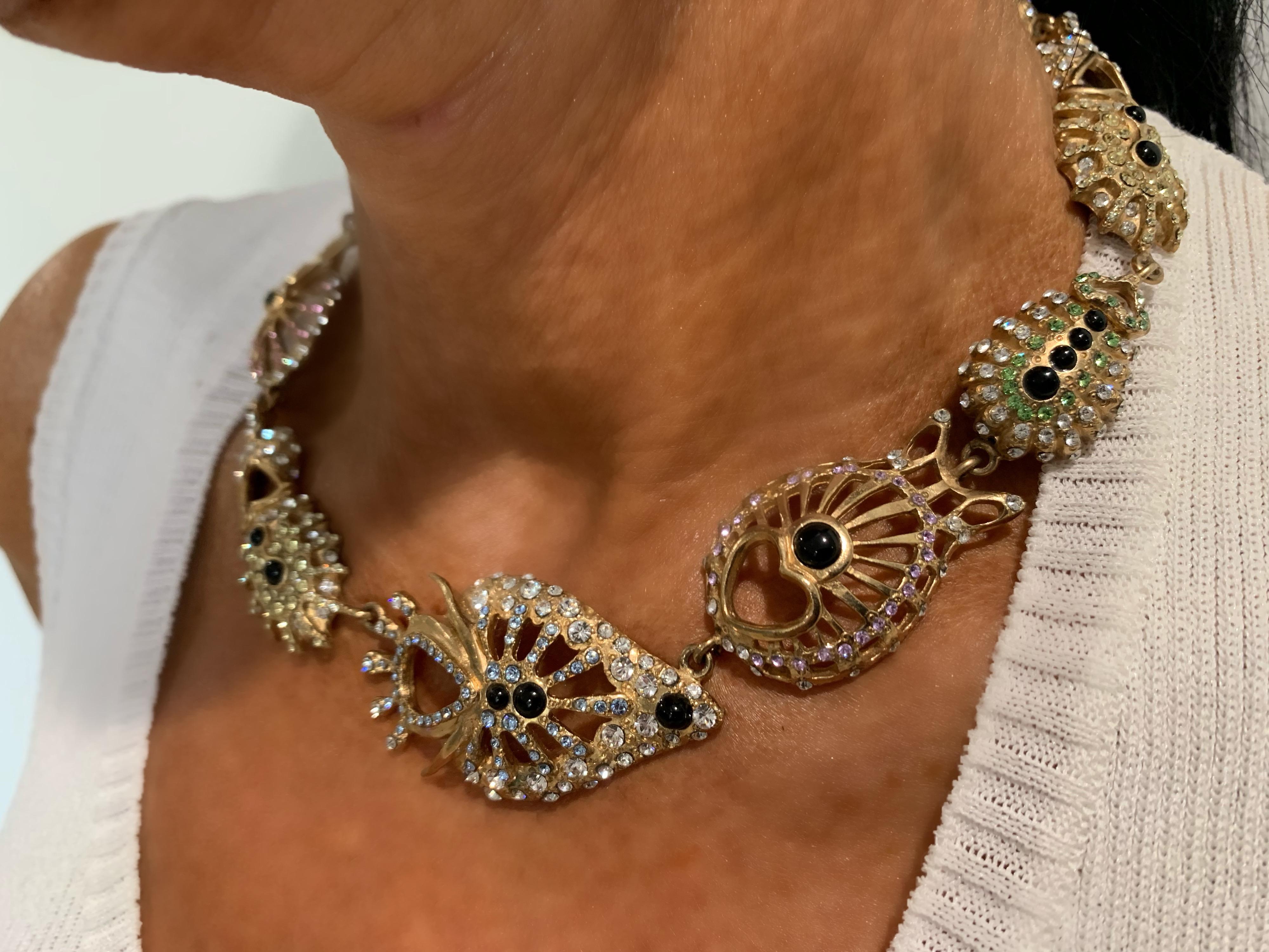 Christian Lacroix Modernist Diamante Statement Necklace 5