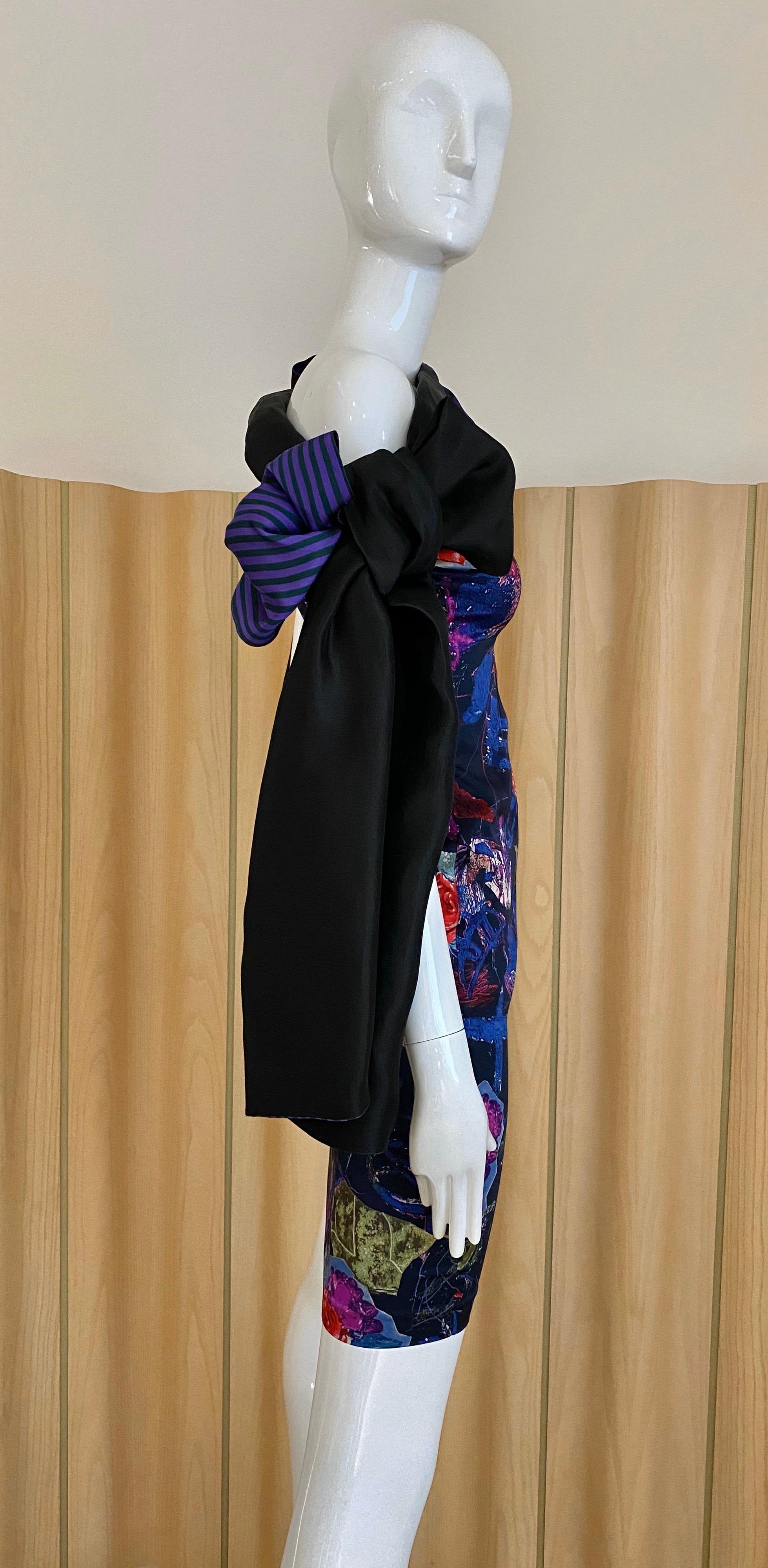 Christian Lacroix Multi Color Print Dress with Bows In Excellent Condition In Beverly Hills, CA