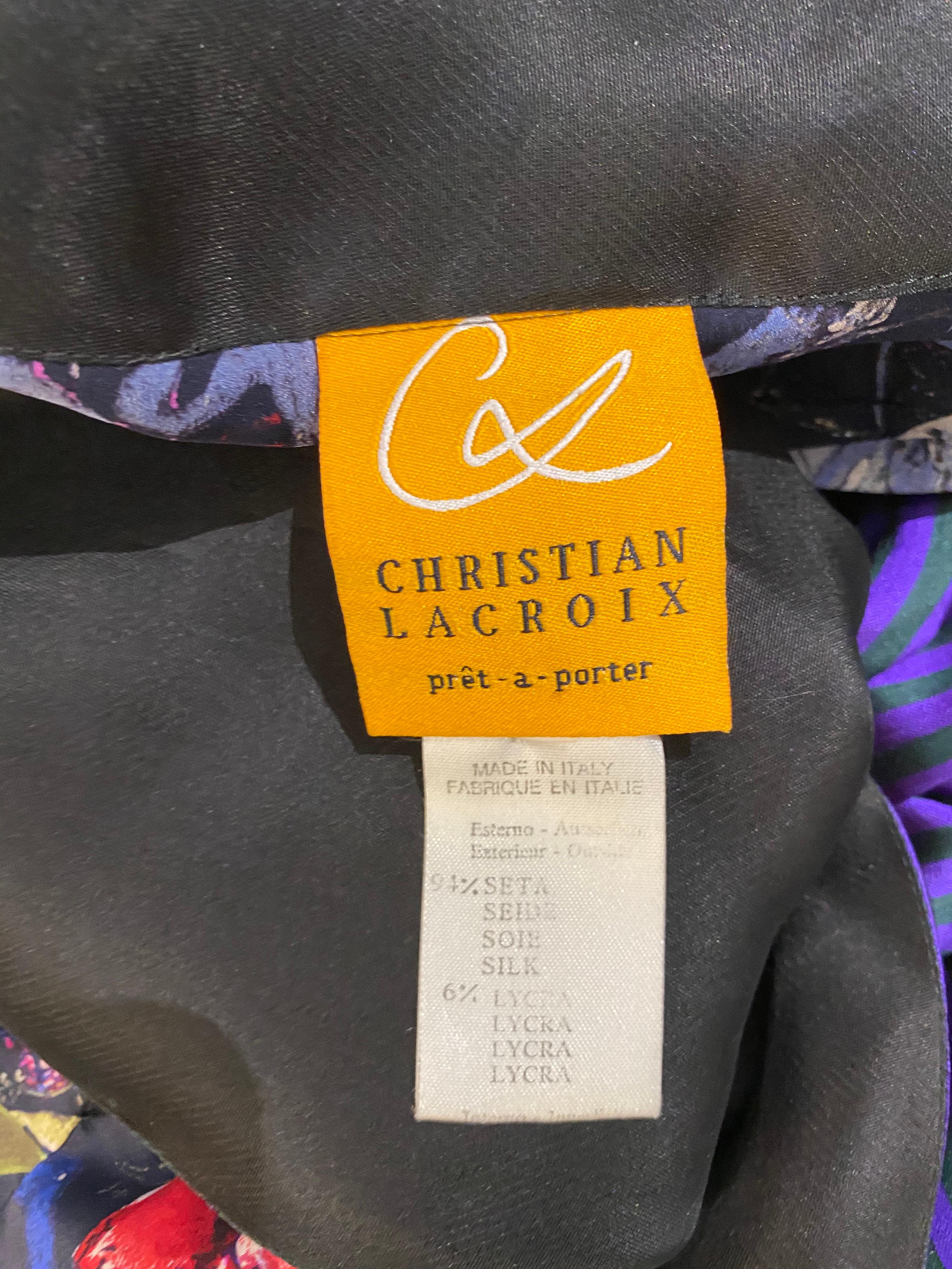 Christian Lacroix Multi Color Print Dress with Bows 2