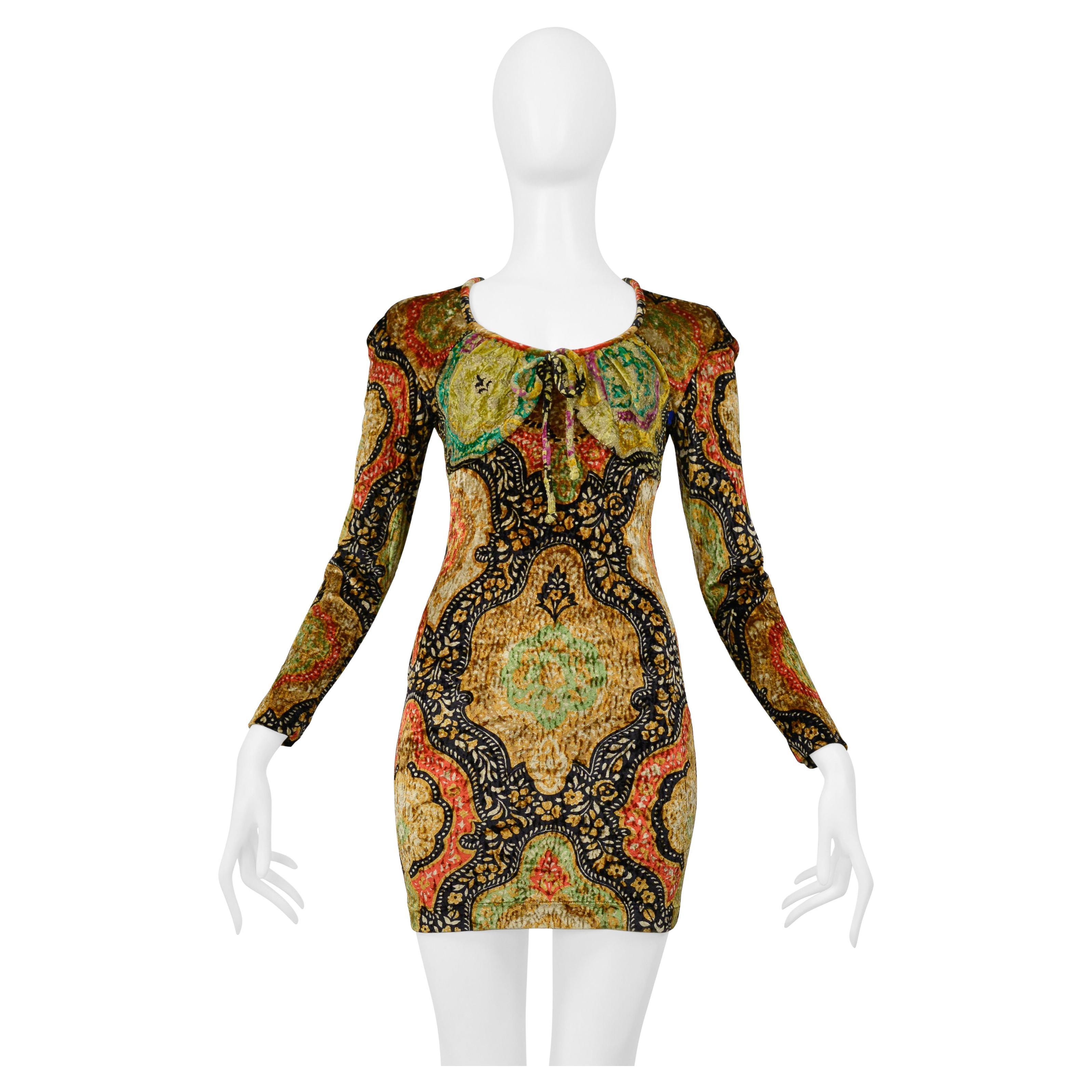 Christian Lacroix - Vestito in velluto schiacciato multicolore e dorato