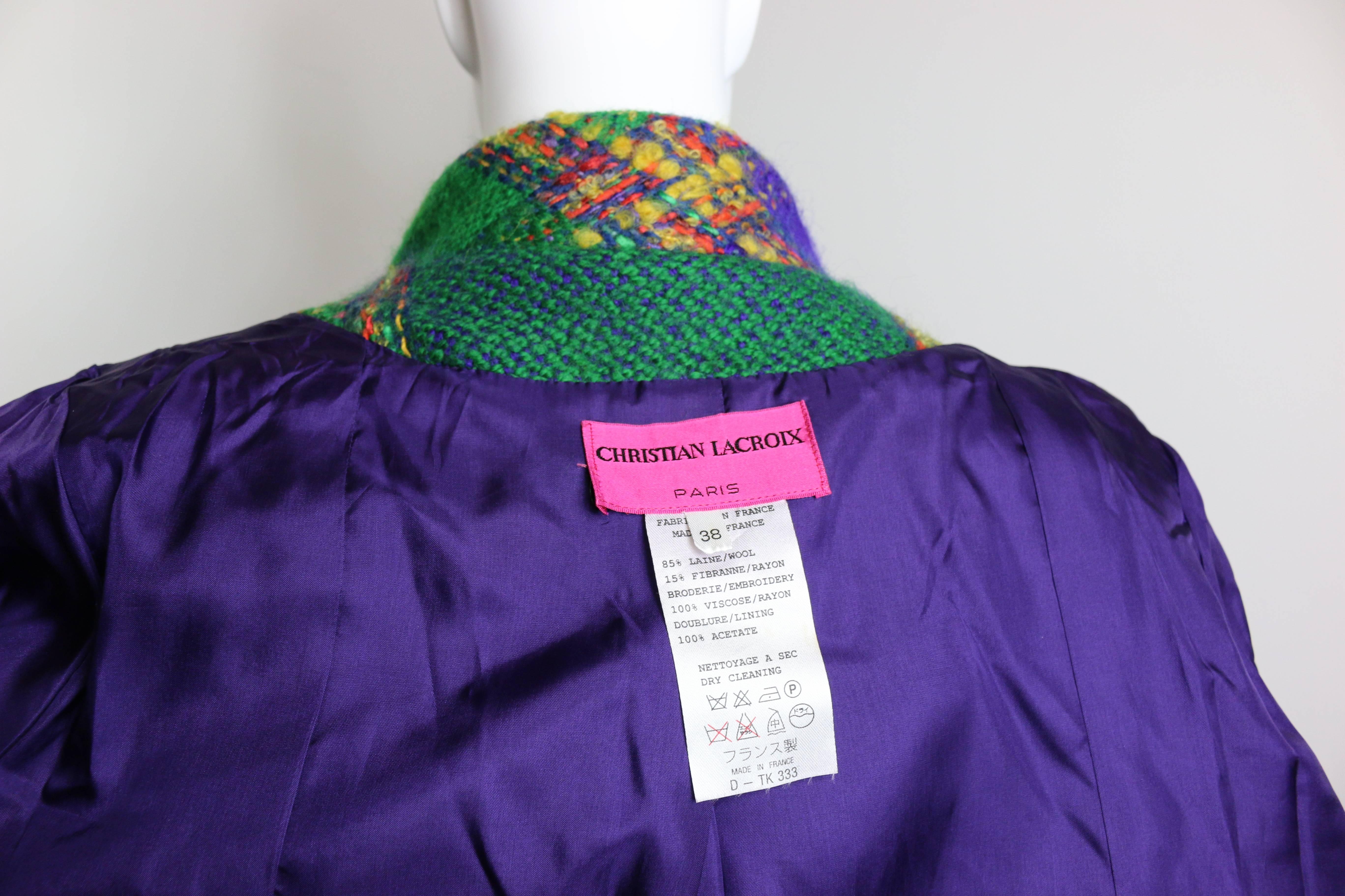 Christian Lacroix  Multi-Coloured Tweed Coat For Sale 3