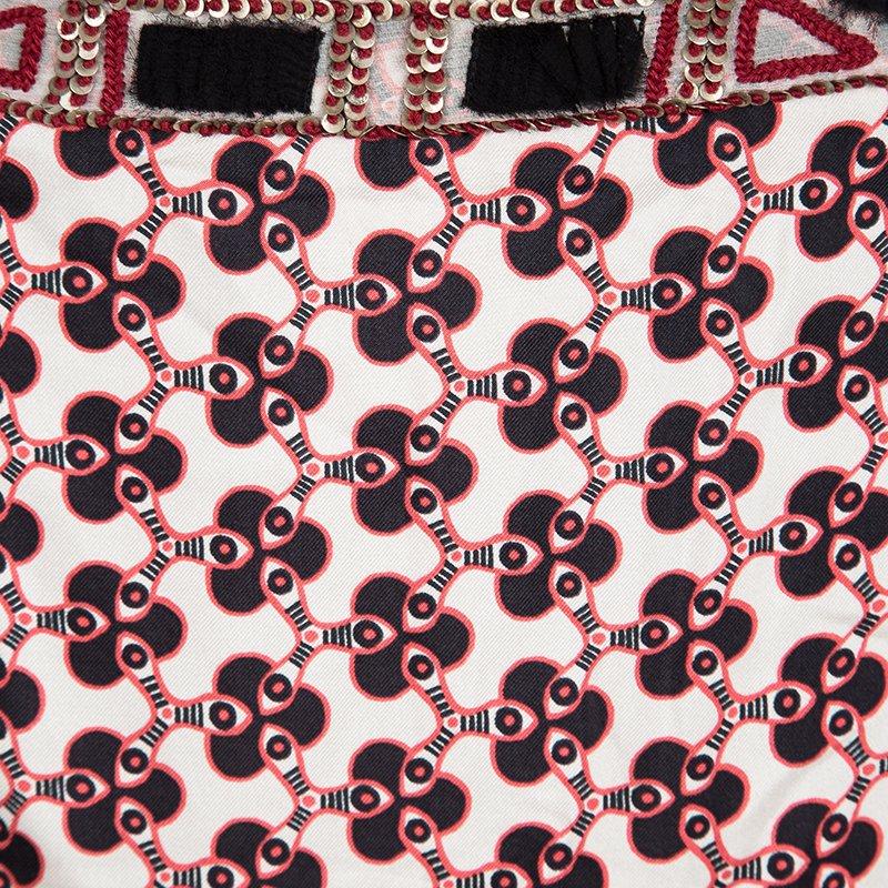 Christian Lacroix Multicolor Printed Silk Ruffle Detail Maxi Skirt L In Good Condition In Dubai, Al Qouz 2