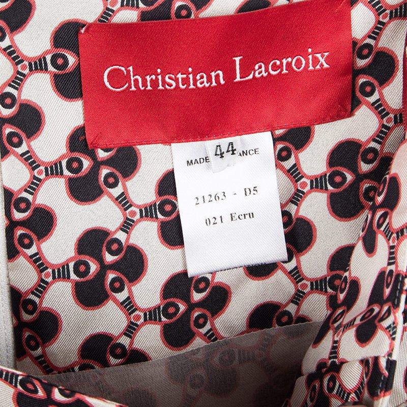 Women's Christian Lacroix Multicolor Printed Silk Ruffle Detail Maxi Skirt L