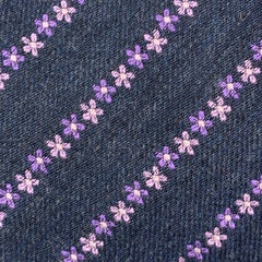 CHRISTIAN LACROIX Navy & Purple Floral Stripe Silk / Wool Tie
