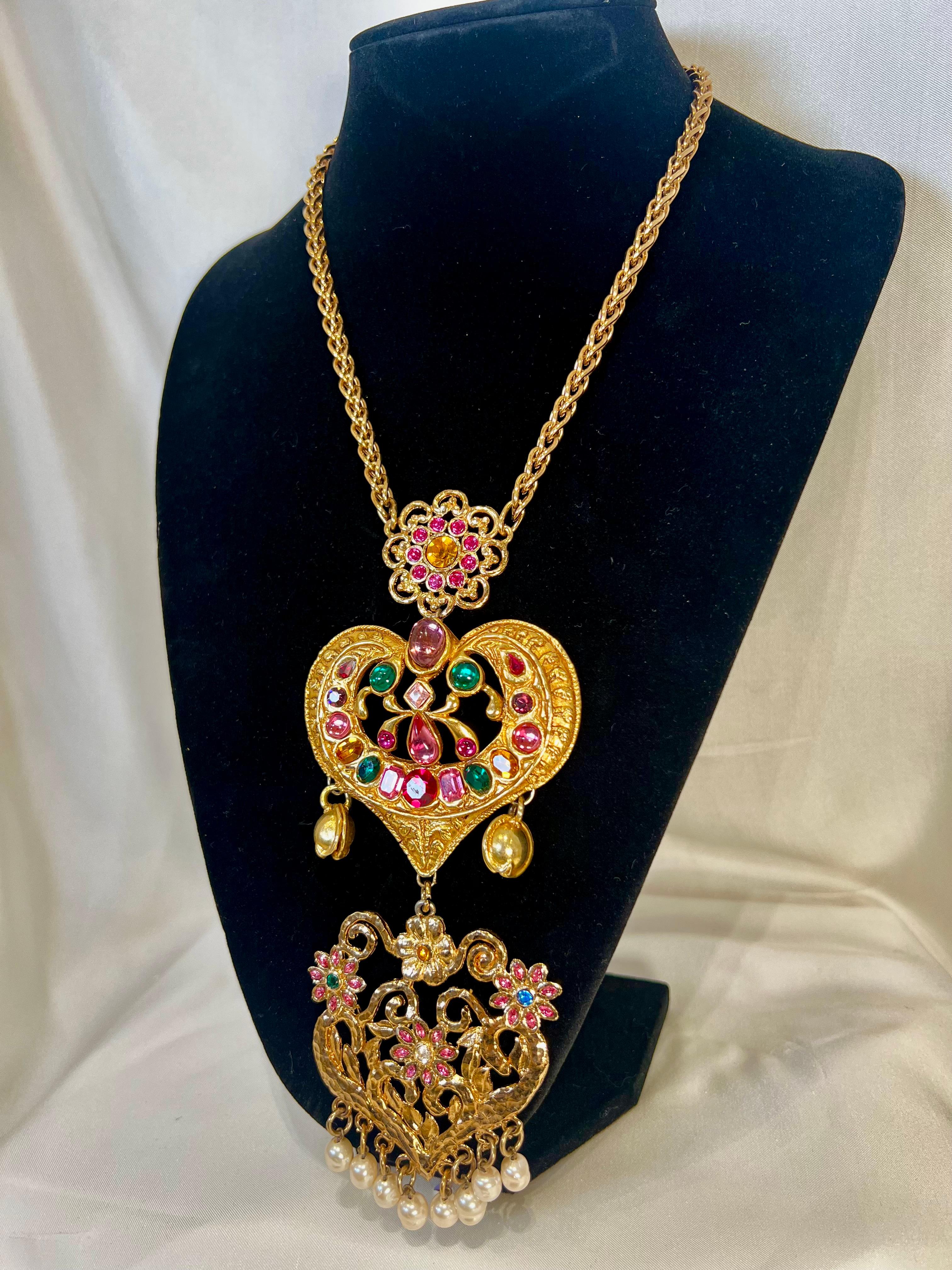Christian Lacroix Necklace Heart Pendant  Resin Vintage France Fashion Jewelry For Sale 4