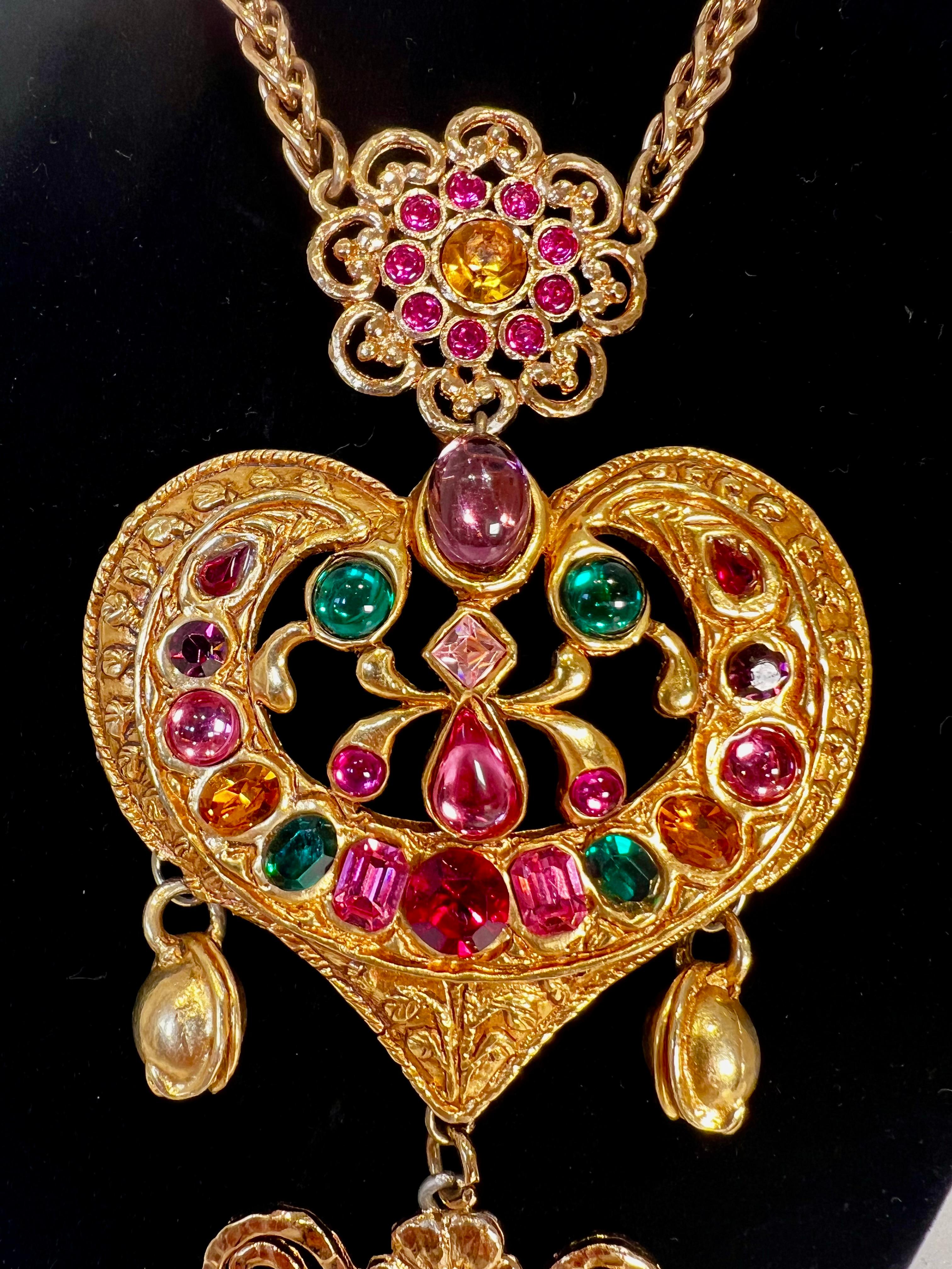 Artist Christian Lacroix Necklace Heart Pendant  Resin Vintage France Fashion Jewelry For Sale