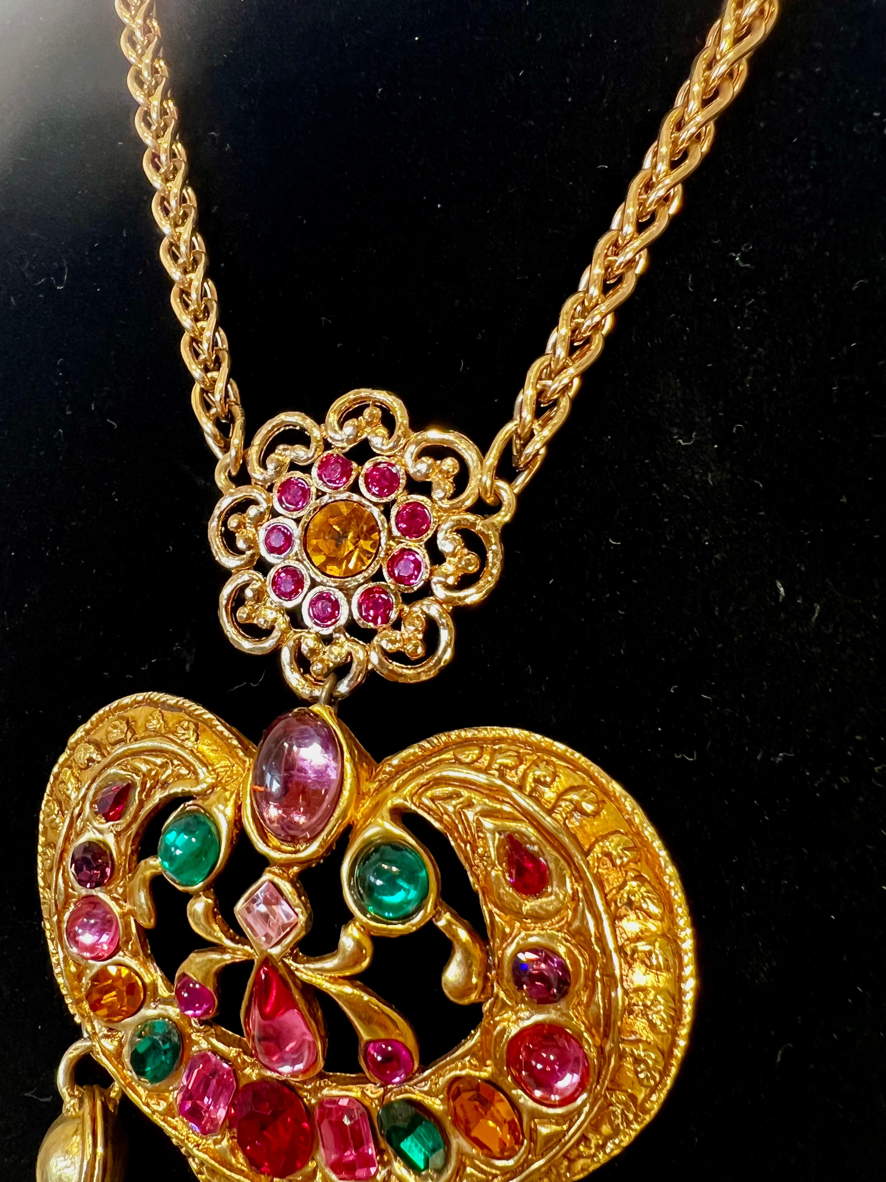 Women's or Men's Christian Lacroix Necklace Heart Pendant  Resin Vintage France Fashion Jewelry For Sale