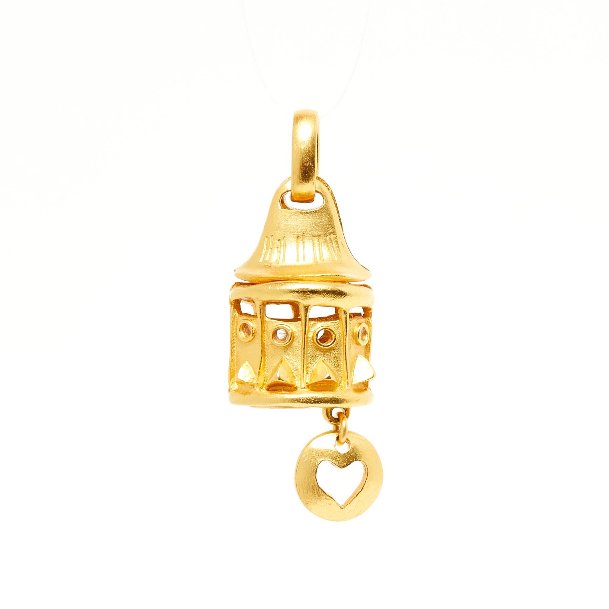 Women's or Men's Christian Lacroix Necklace Pendant Golden Carousel For Sale