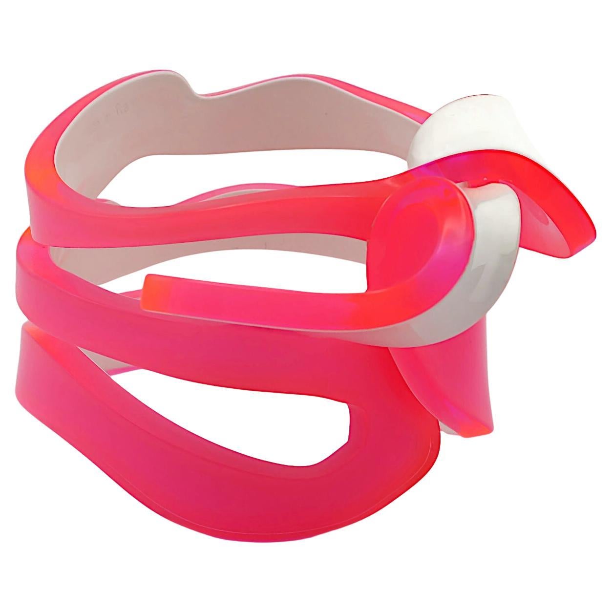 CHRISTIAN LACROIX Neon Pink Resin Sculptural Bracelet Spring/Summer 2008 For Sale