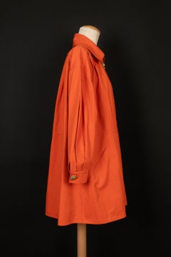 Christian Lacroix Orange Cotton Coat Ornamented with Golden Metal Buttons