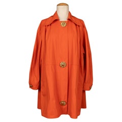 Christian Lacroix Orange Cotton Coat Ornamented with Golden Metal Buttons