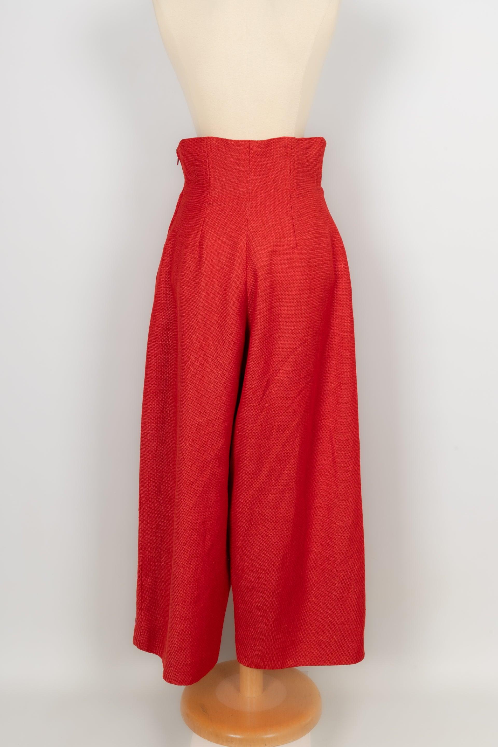Red Christian Lacroix Orange Linen Pants Spring, 1998 For Sale