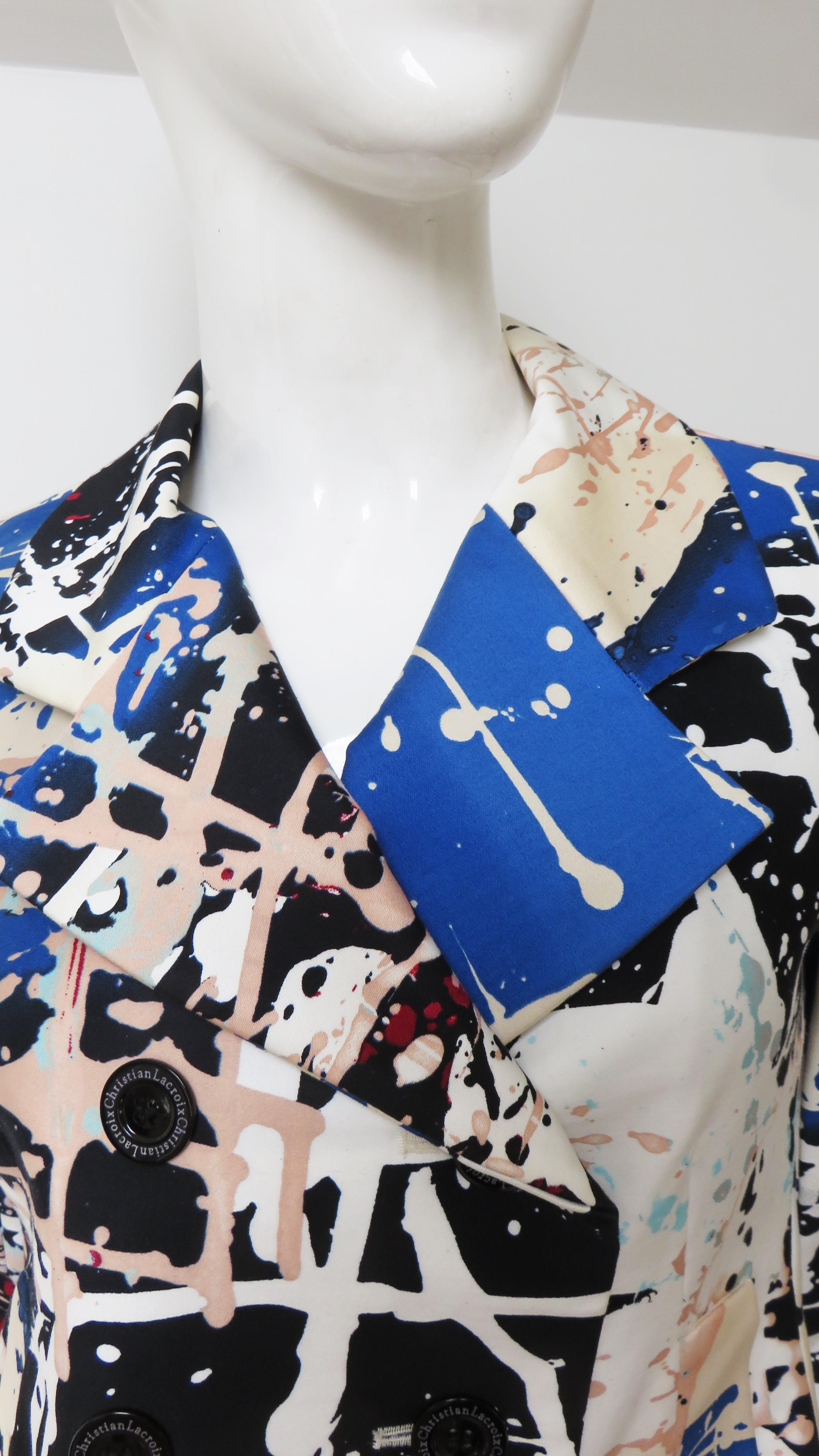 Giacca con stampa a macchie di colore di Christian Lacroix In condizioni ottime in vendita a Water Mill, NY