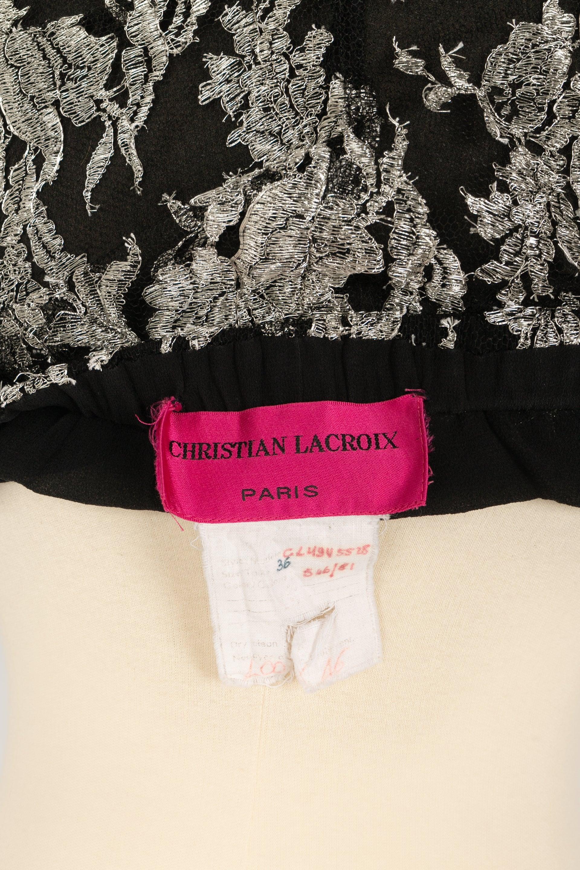 Christian Lacroix Pants Embroidered with Silvery Lurex Yarns For Sale 3