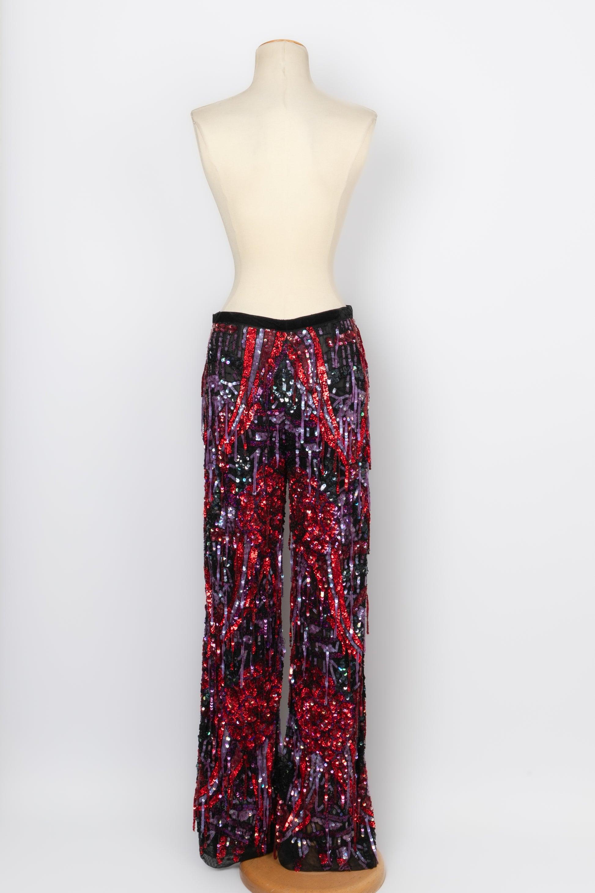 Christian Lacroix Pants with Sequins Haute Couture In Excellent Condition For Sale In SAINT-OUEN-SUR-SEINE, FR