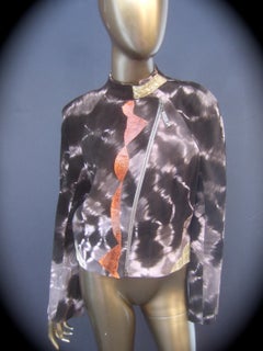 Christian Lacroix Paris Brown Suede Snakeskin Trim Zippered Jacket