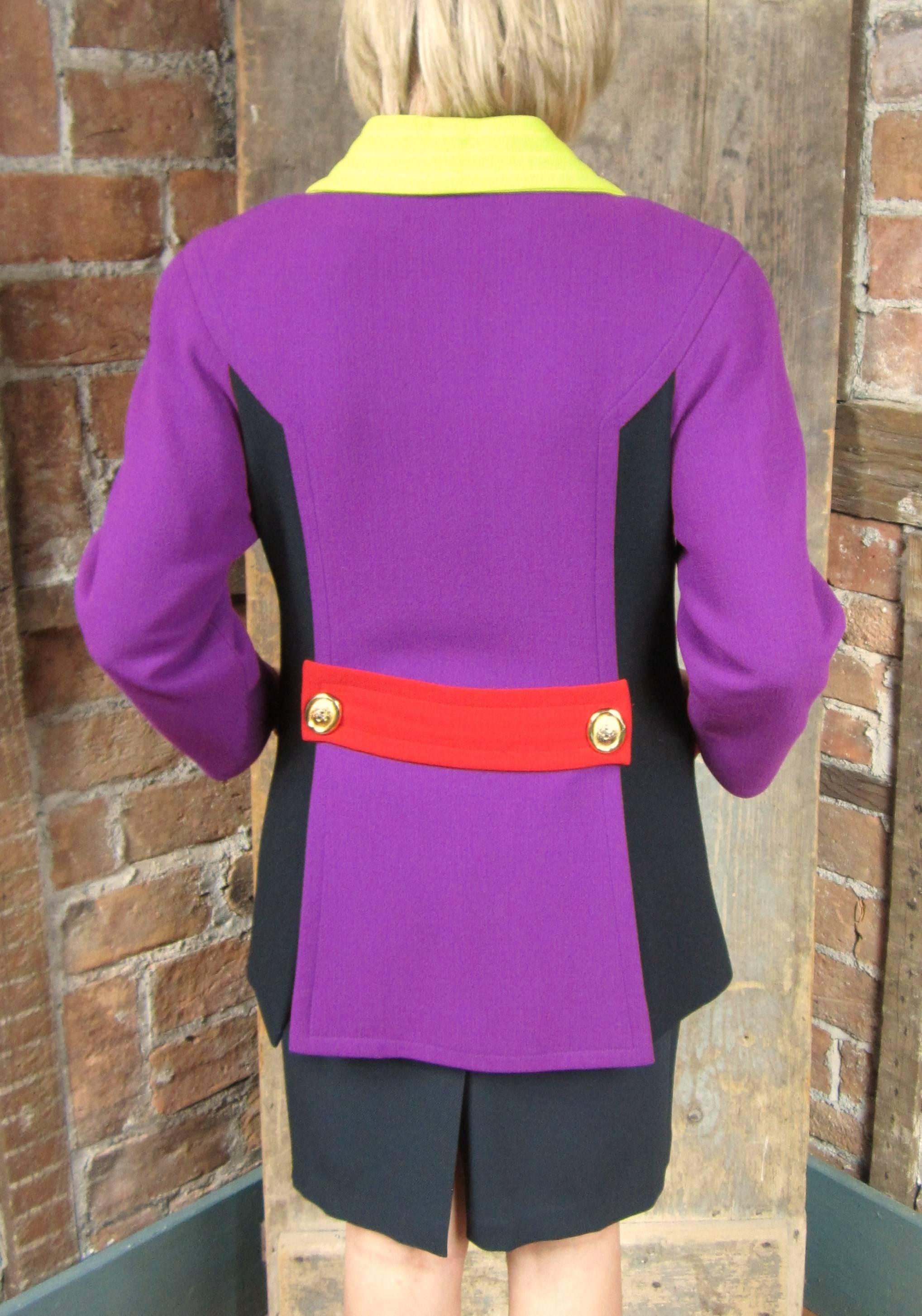 Christian Lacroix Paris Color Block Jacket Purple Green RED 1990s For Sale 1