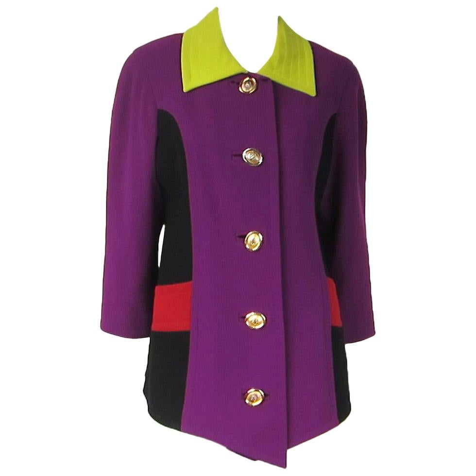 Christian Lacroix Paris Color Block Jacket Purple Green RED 1990s