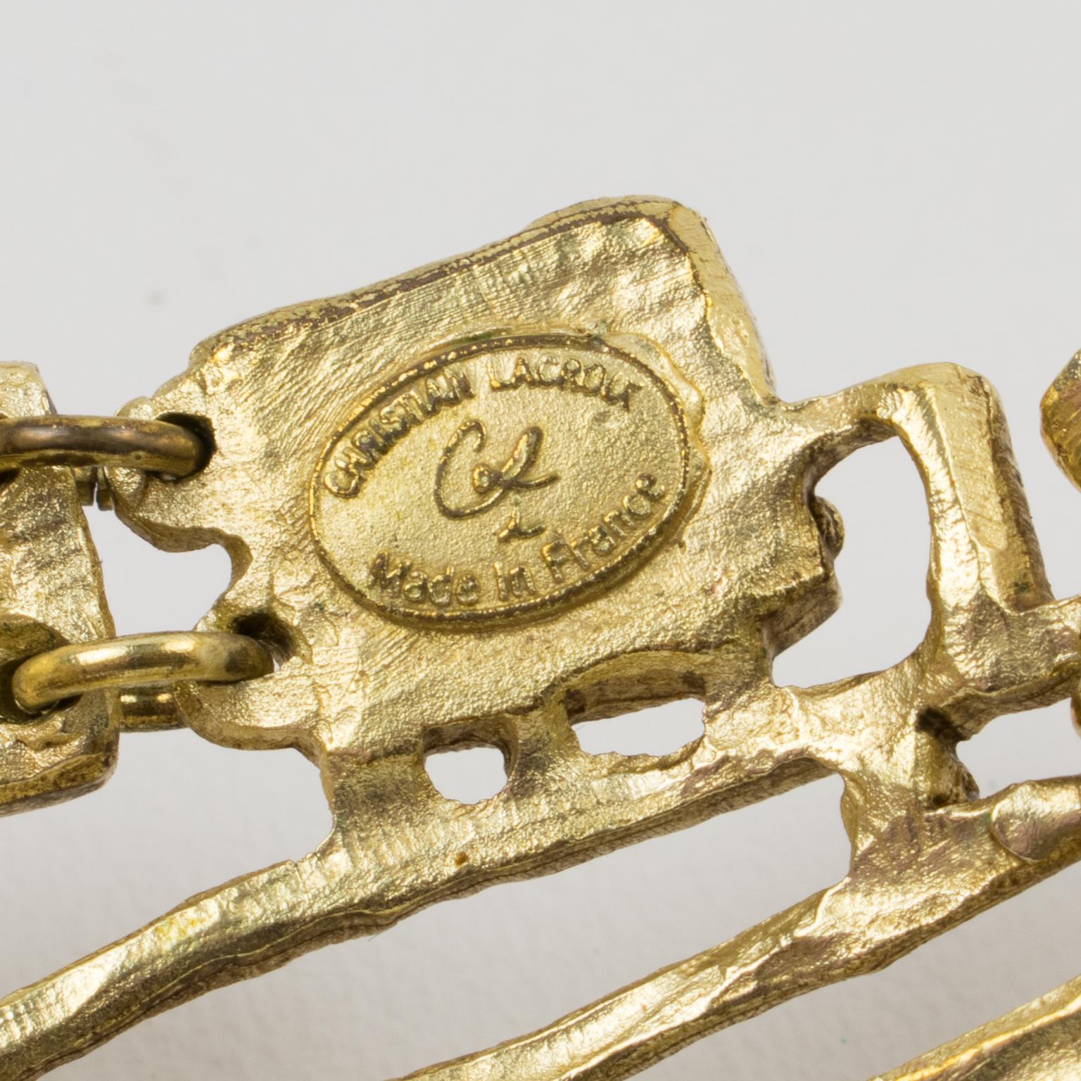 Christian Lacroix Bracelet à maillons en métal doré de style brutaliste, Paris Unisexe en vente