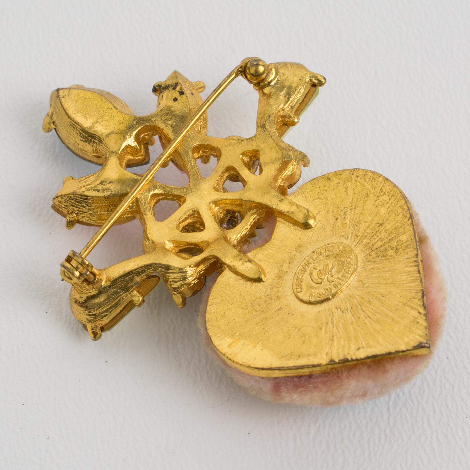 Women's or Men's Christian Lacroix Paris Jeweled Heart Pin Brooch