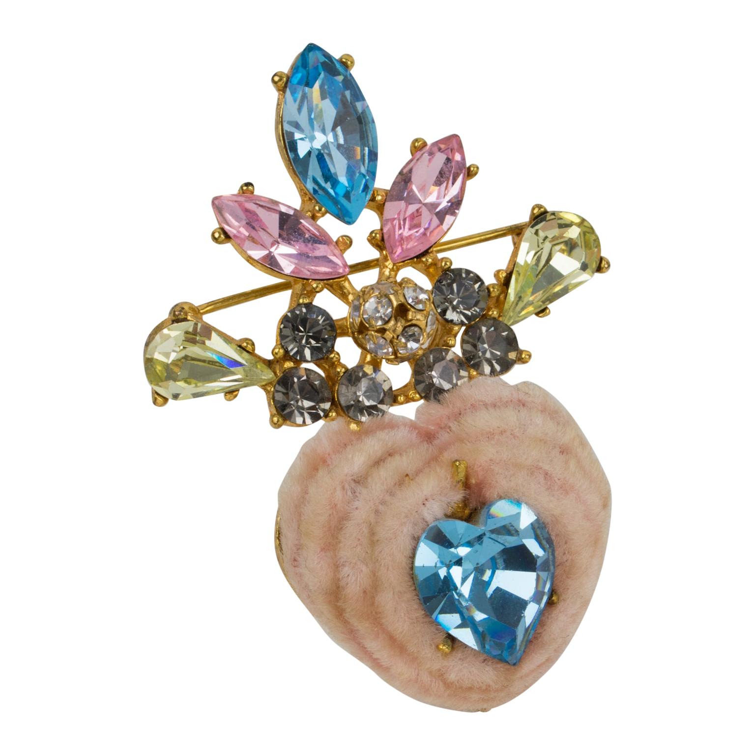 Christian Lacroix Paris Jeweled Heart Pin Brooch