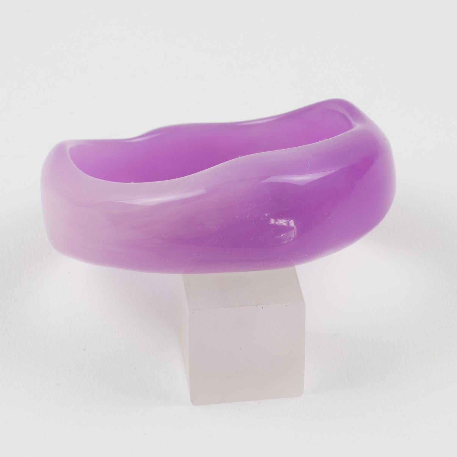 Modern Christian Lacroix Paris Purple Lavender Resin Lucite Bangle Bracelet For Sale