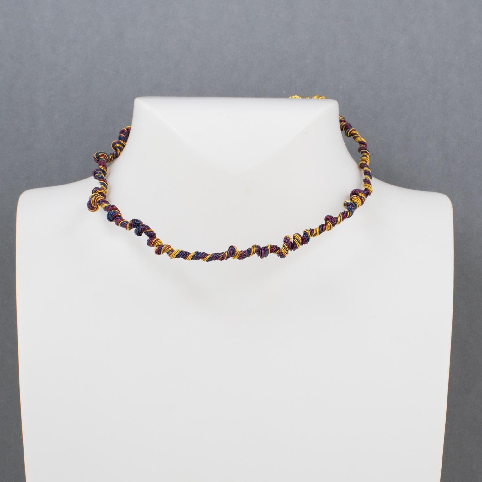 Modernist Christian Lacroix Paris Multicolor Wired Rigid Choker Necklace For Sale