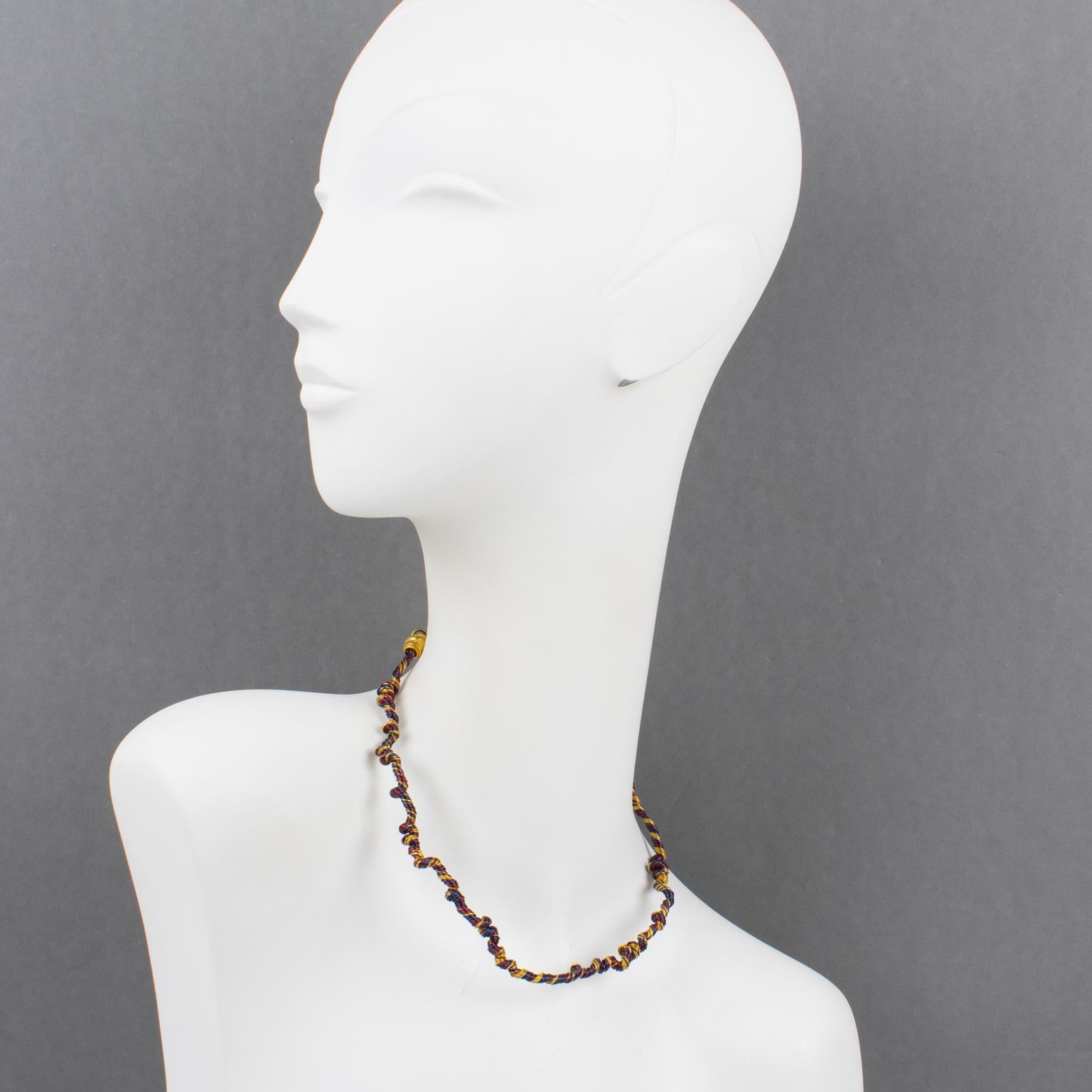 Christian Lacroix Paris Multicolor Wired Rigid Choker Necklace In Good Condition For Sale In Atlanta, GA