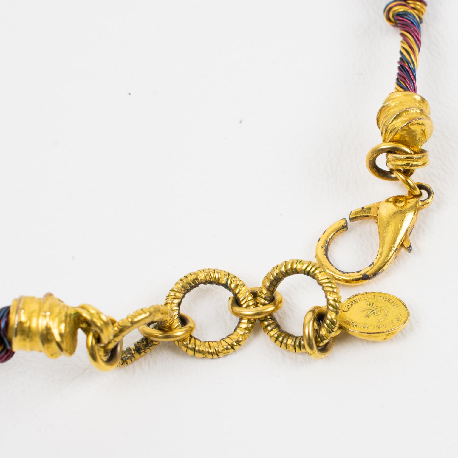 Christian Lacroix Paris Multicolor Wired Rigid Choker Necklace For Sale 2
