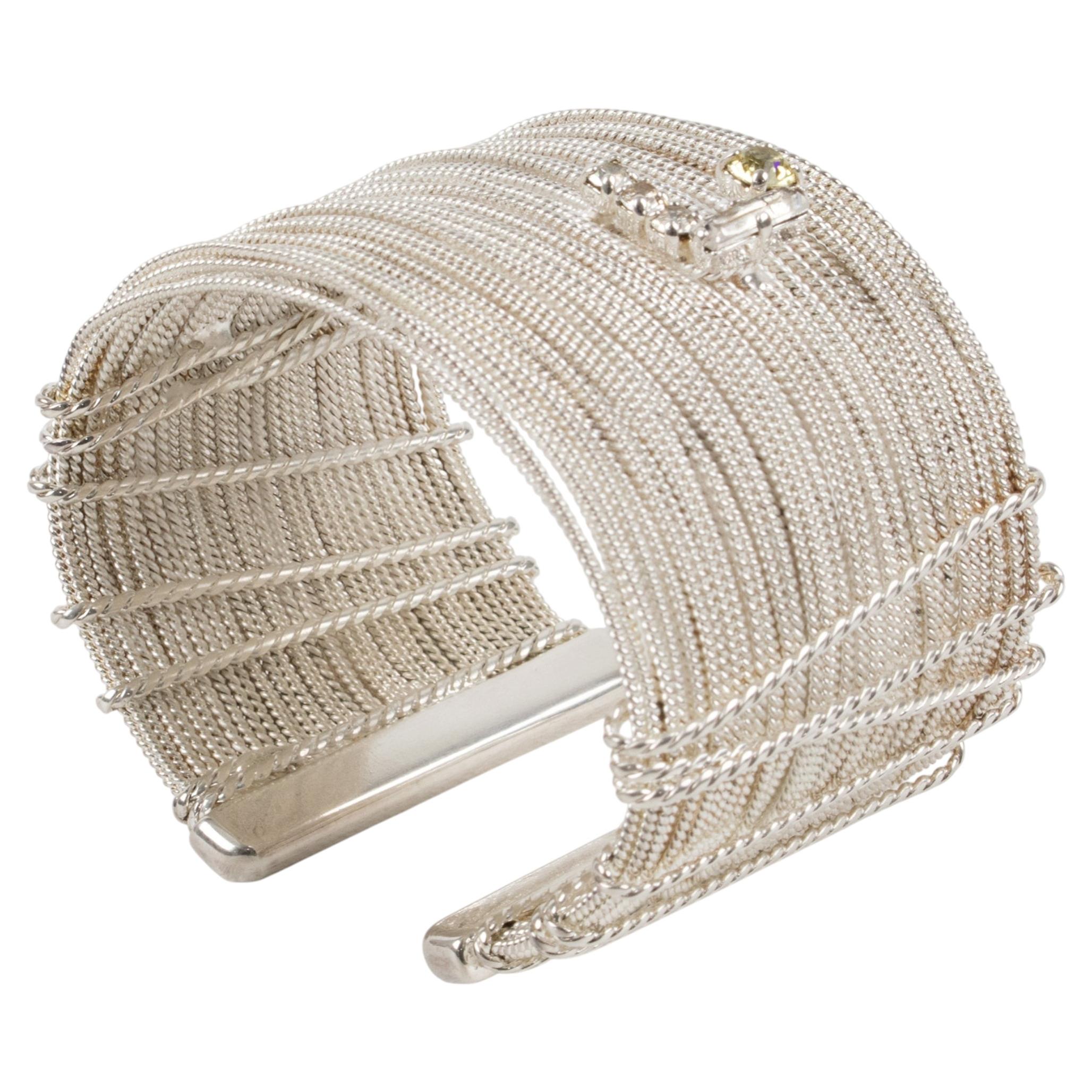 Christian Lacroix Paris Silver Plate Jeweled Cuff Bracelet