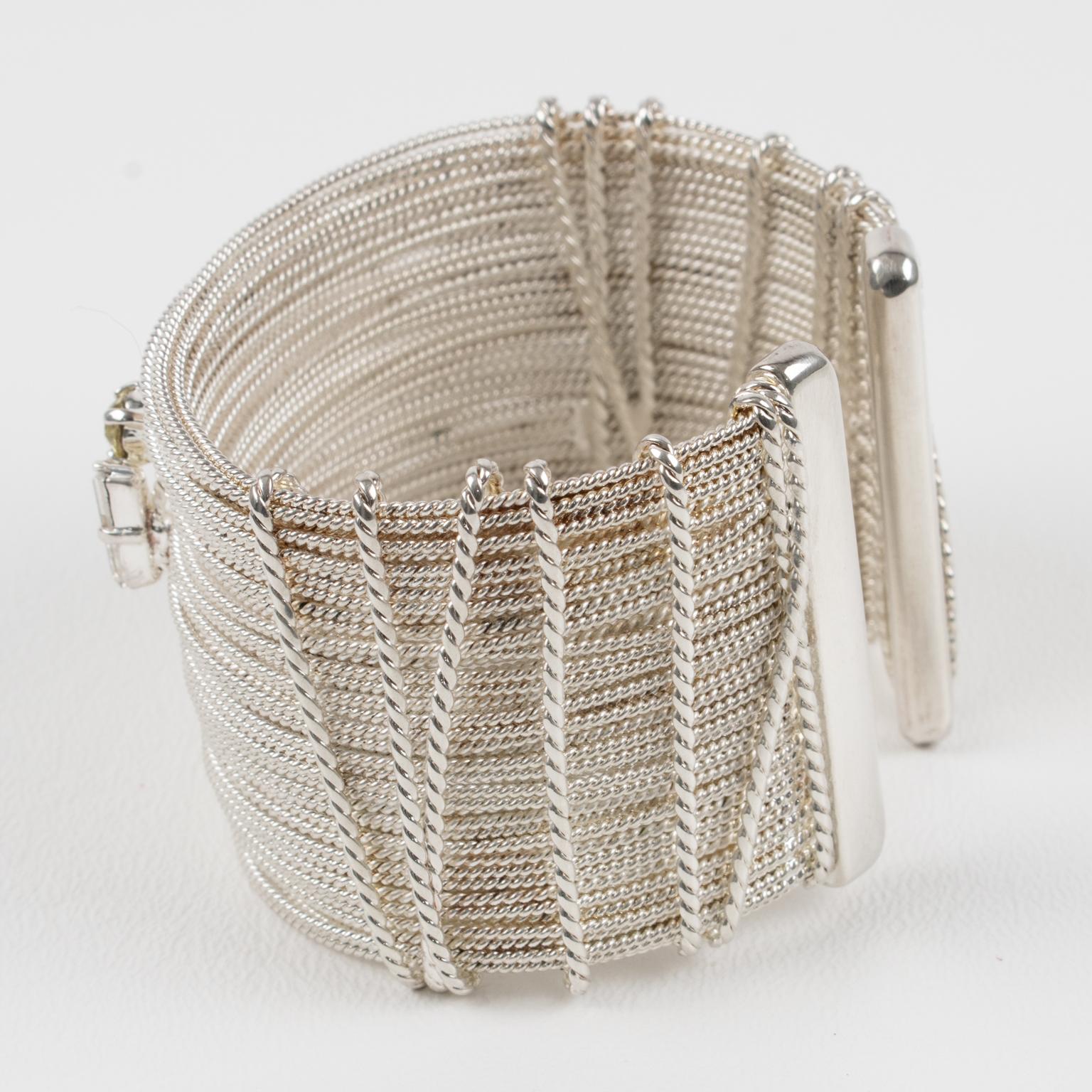 Christian Lacroix Paris Silvered Jeweled Bracelet For Sale 6