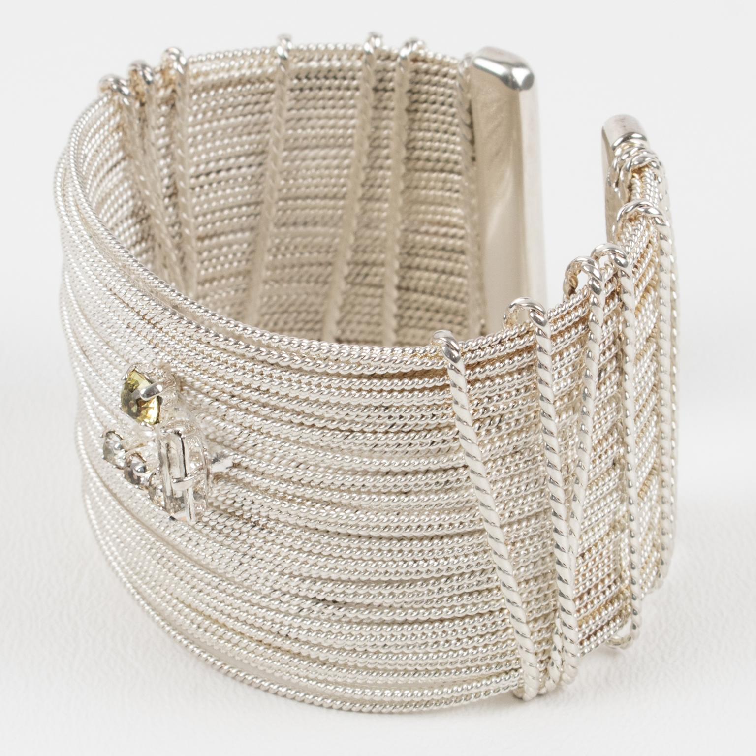 Modern Christian Lacroix Paris Silvered Jeweled Bracelet For Sale