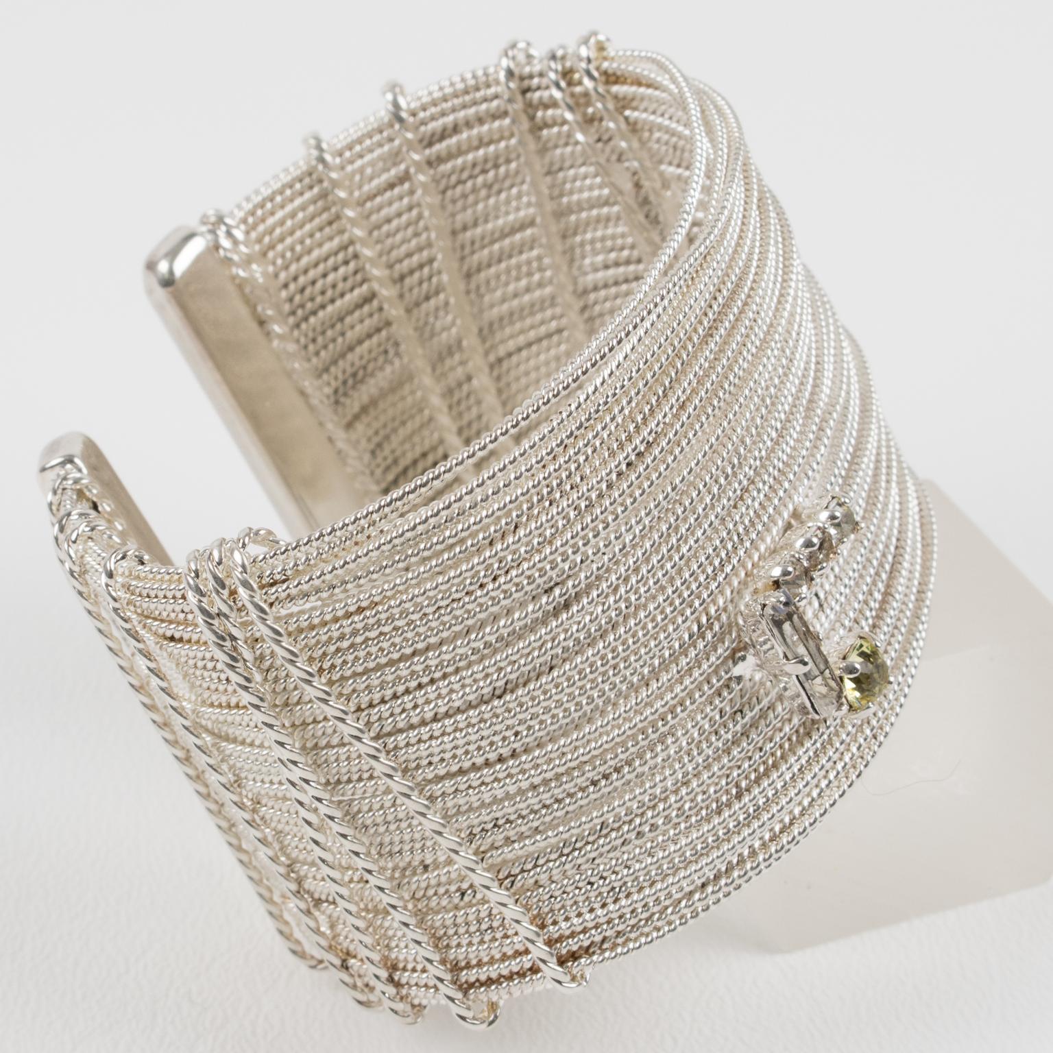 Christian Lacroix Paris Silvered Jeweled Bracelet For Sale 1