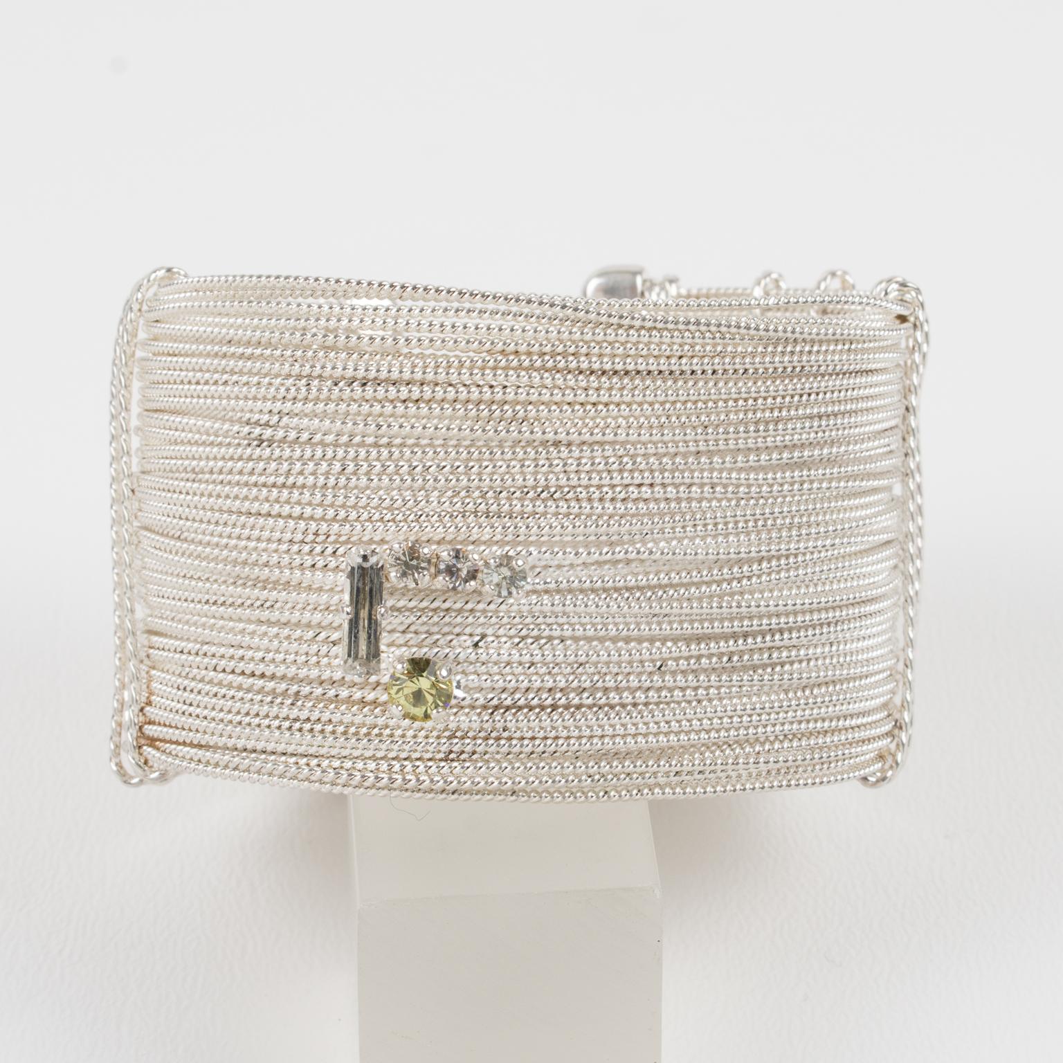Christian Lacroix Paris Silvered Jeweled Bracelet For Sale 2