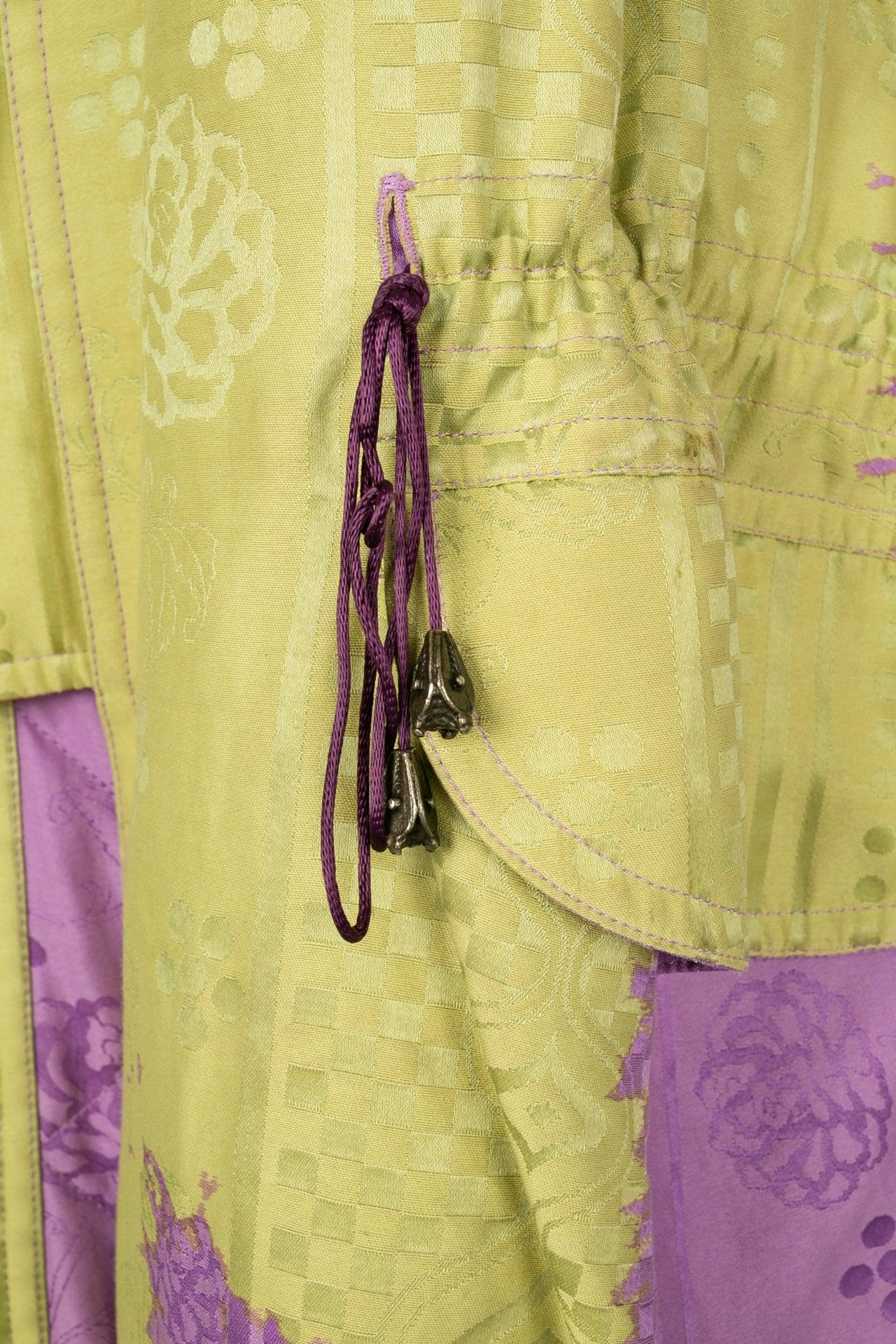 Parka Christian Lacroix en coton vert et violet en vente 7