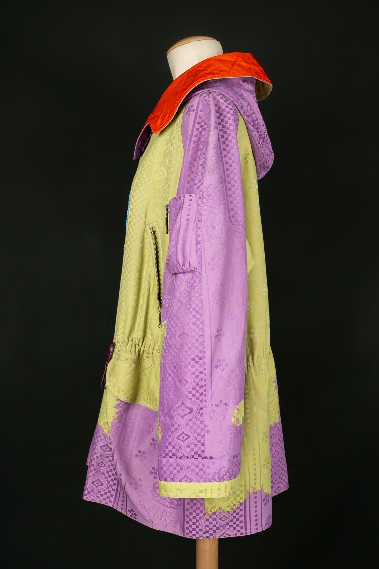 Christian Lacroix Parka Made of Green and Purple Cotton In Excellent Condition For Sale In SAINT-OUEN-SUR-SEINE, FR