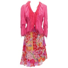 Set rosa di Christian Lacroix in pizzo e crepe di seta