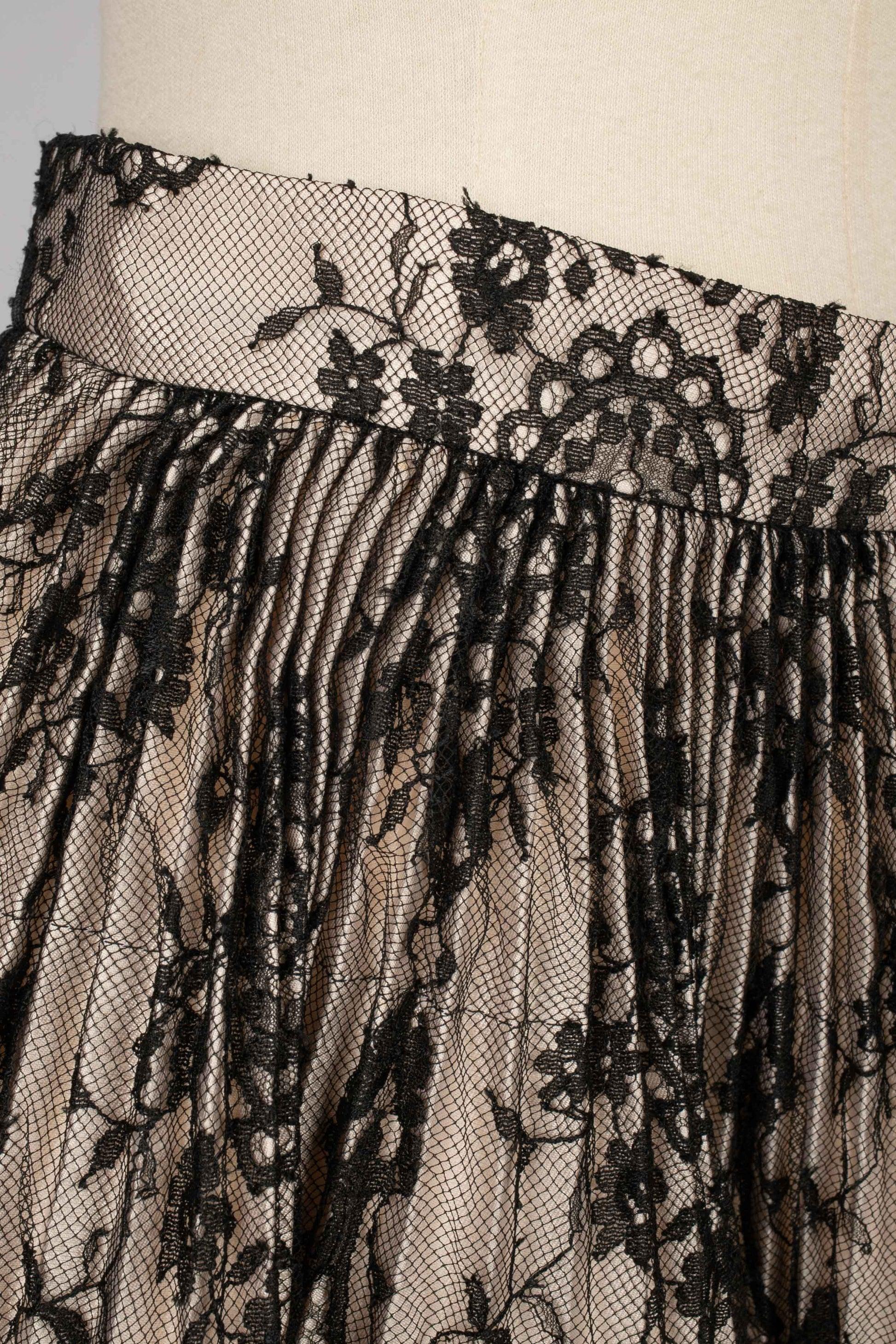 Christian Lacroix Pleated Beige Wild Silk Skirt For Sale 2