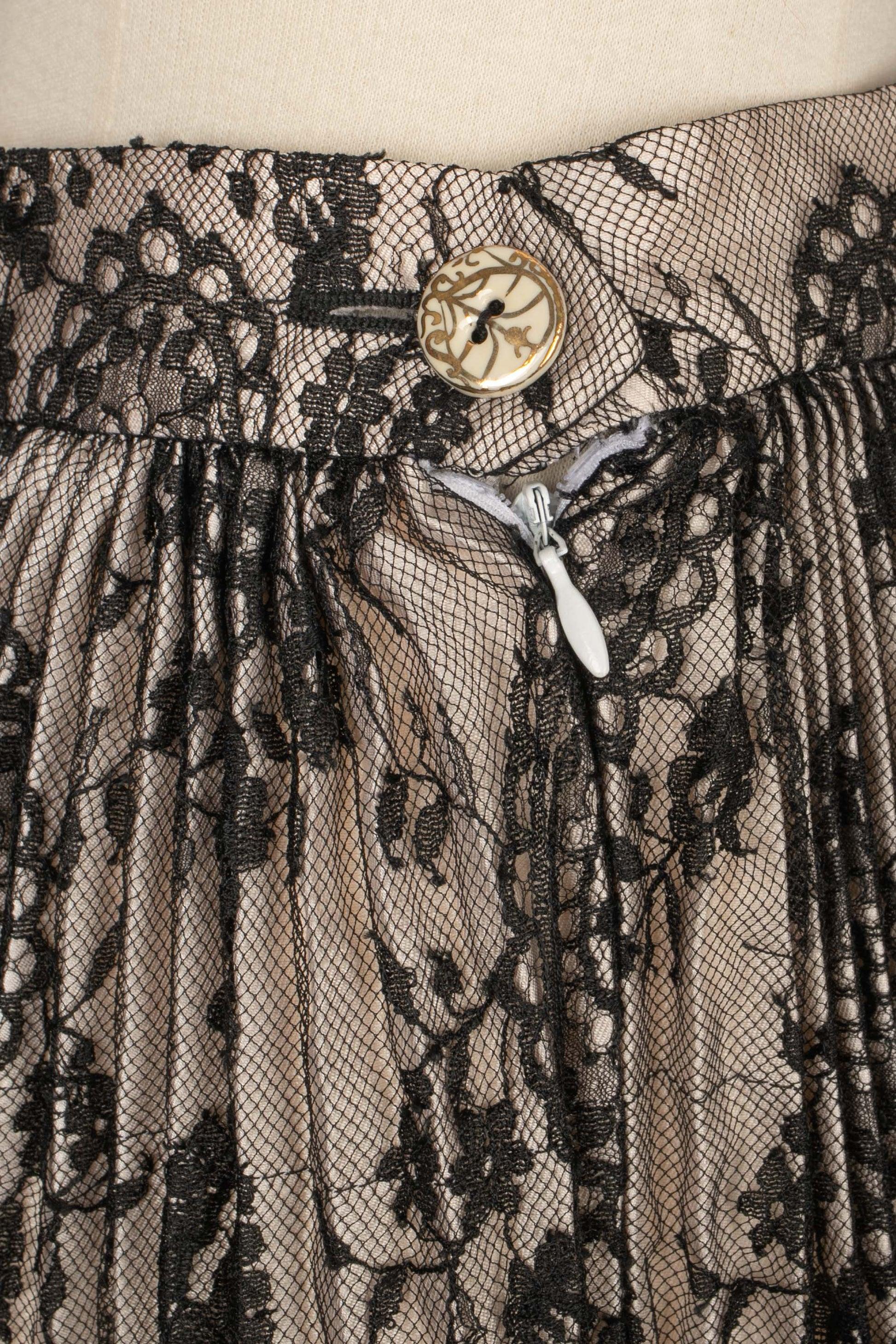 Christian Lacroix Pleated Beige Wild Silk Skirt For Sale 3