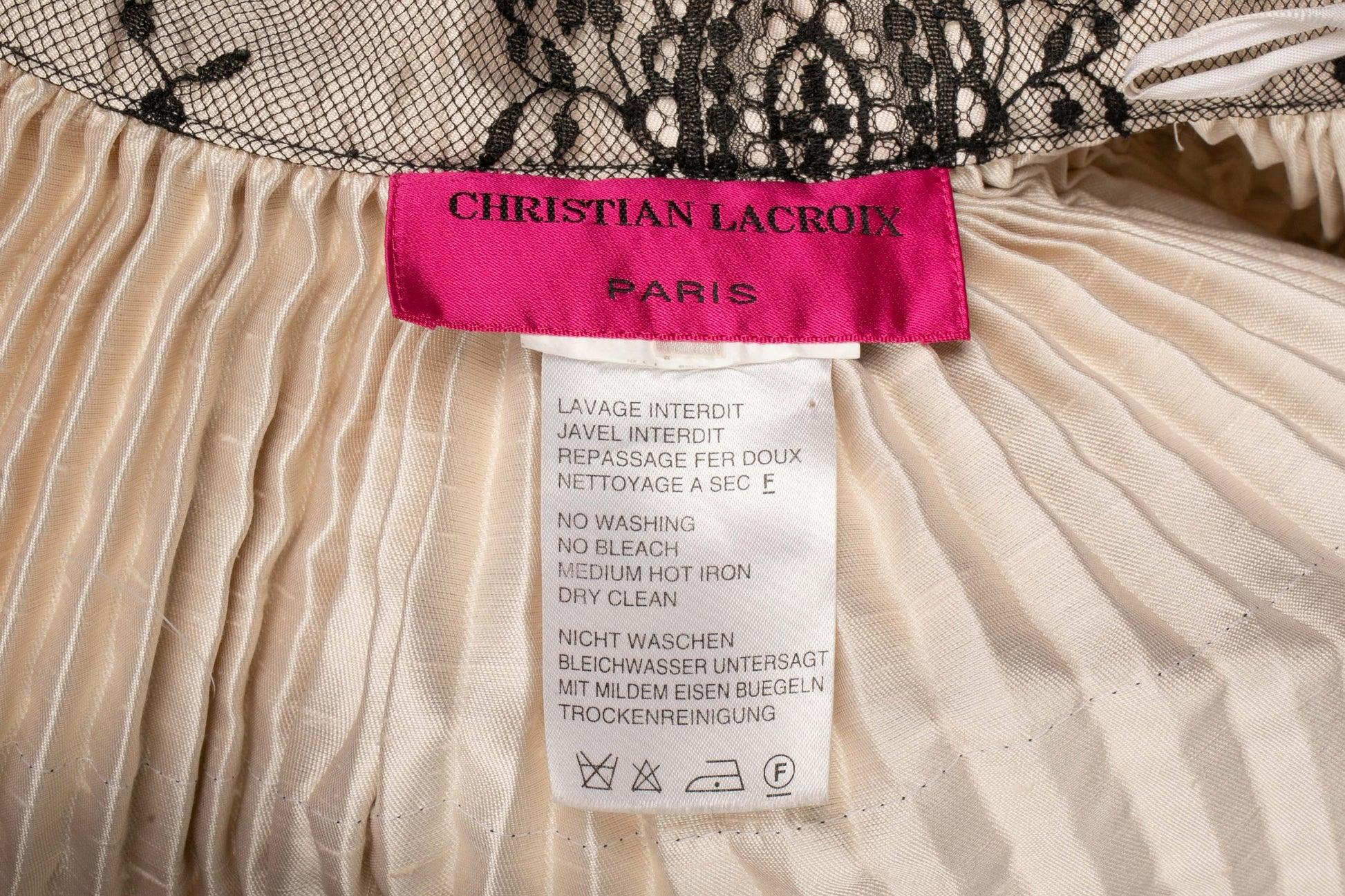 Christian Lacroix Pleated Beige Wild Silk Skirt For Sale 4