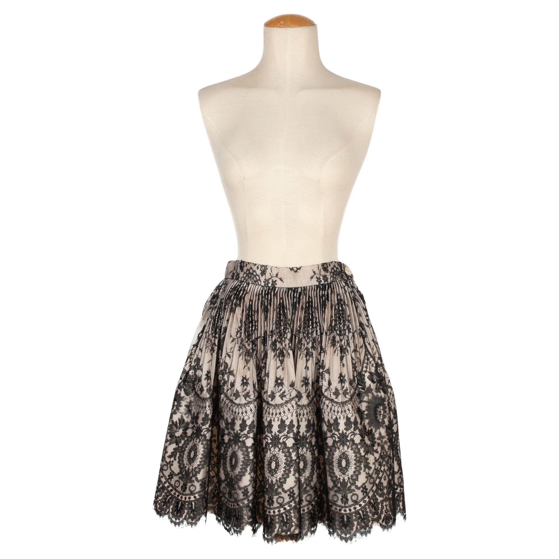Christian Lacroix Pleated Beige Wild Silk Skirt For Sale