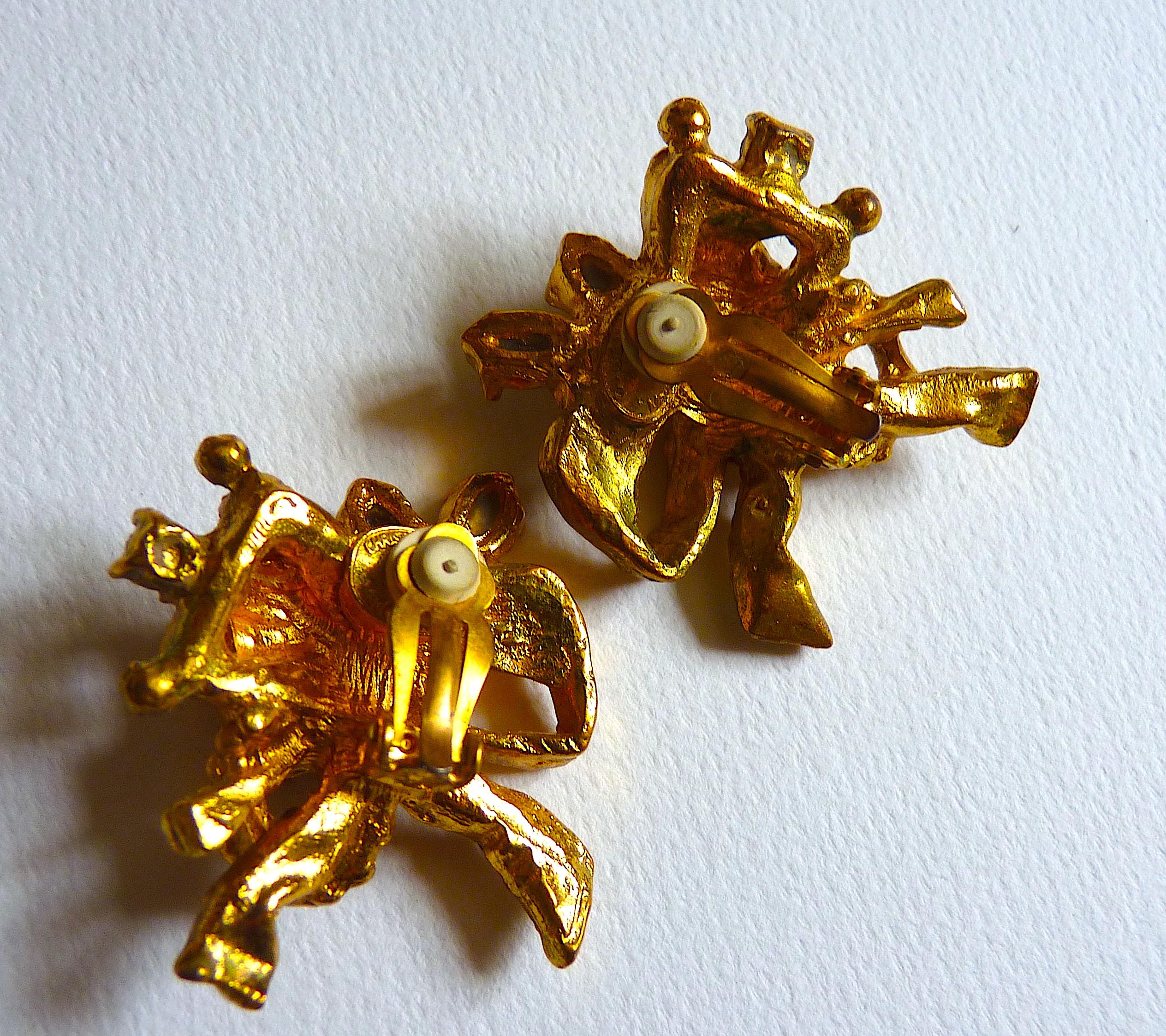 CHRISTIAN LACROIX Poured Glass Clip On Earrings from the 1990s For Sale 2