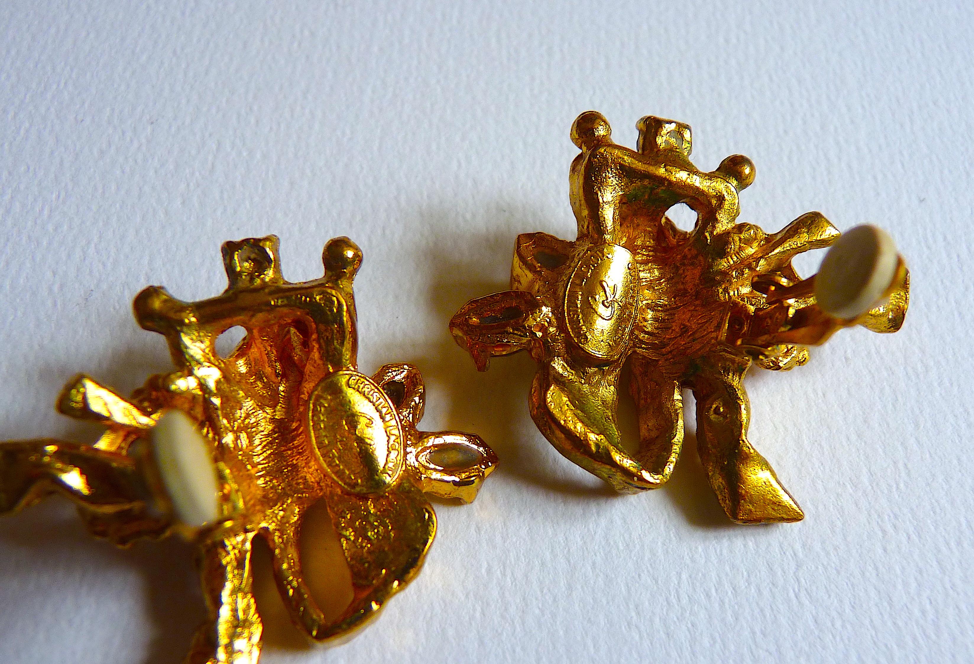 CHRISTIAN LACROIX Poured Glass Clip On Earrings from the 1990s For Sale 3