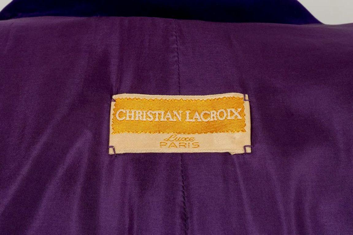 Christian Lacroix Purple Silk Velvet Haute Couture Coat, Size 44FR For Sale 6